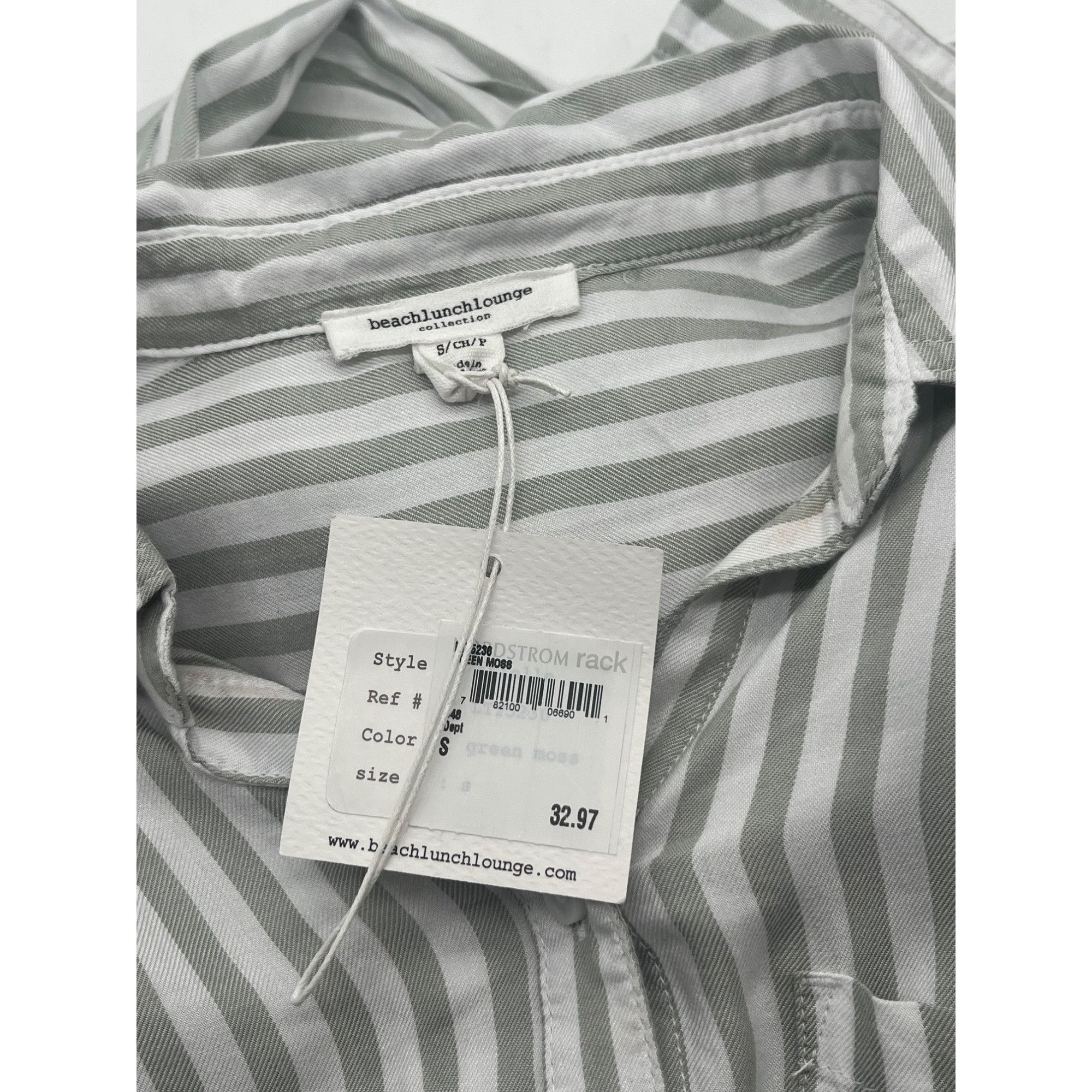 Other Beach Lounge Women’s Tinji Stripe Shirt in Green Moss, Sz. S Size S / US 4 / IT 40 - 5 Thumbnail