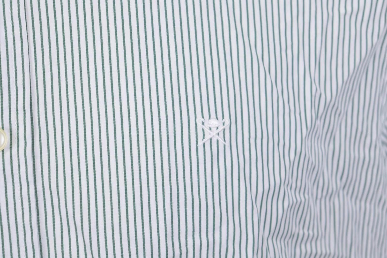 Designer Hackett London Classi Fit White Striped Down Shirt Size XL Size US XL / EU 56 / 4 - 4 Thumbnail