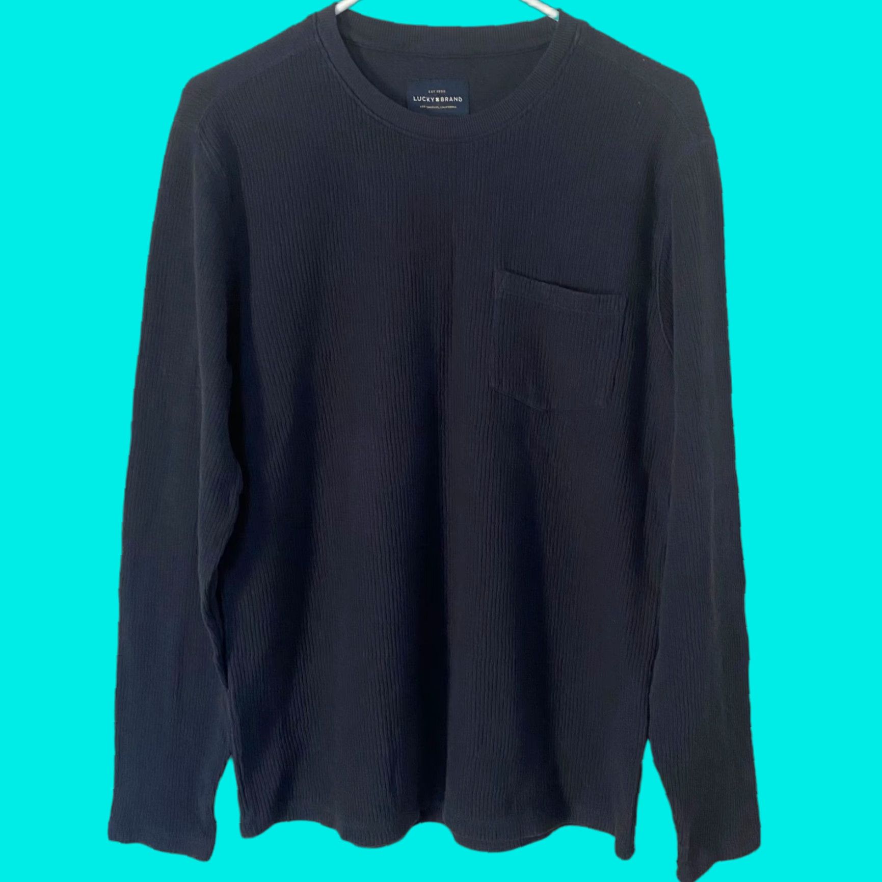 Lucky Brand Lucky Brand Crewneck Shirt Pocket Mens Medium Blue Long Sleeve Size US M / EU 48-50 / 2 - 1 Thumbnail