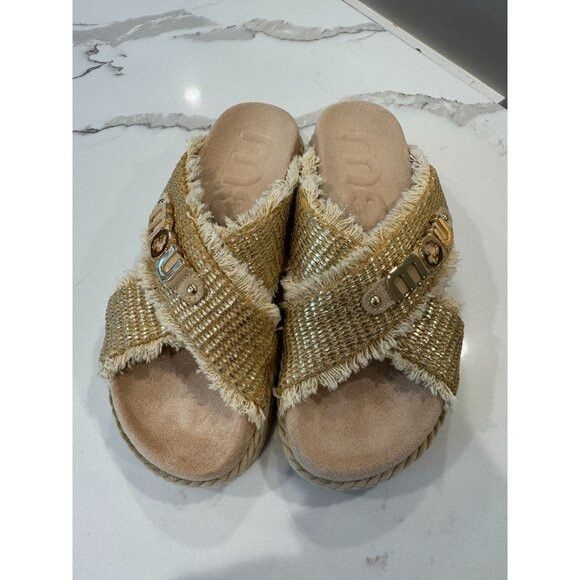 Mou Mou NEW Criss Cross Rope Sandal in Raffia Size 38 Size US 8 / IT 38 - 2 Thumbnail