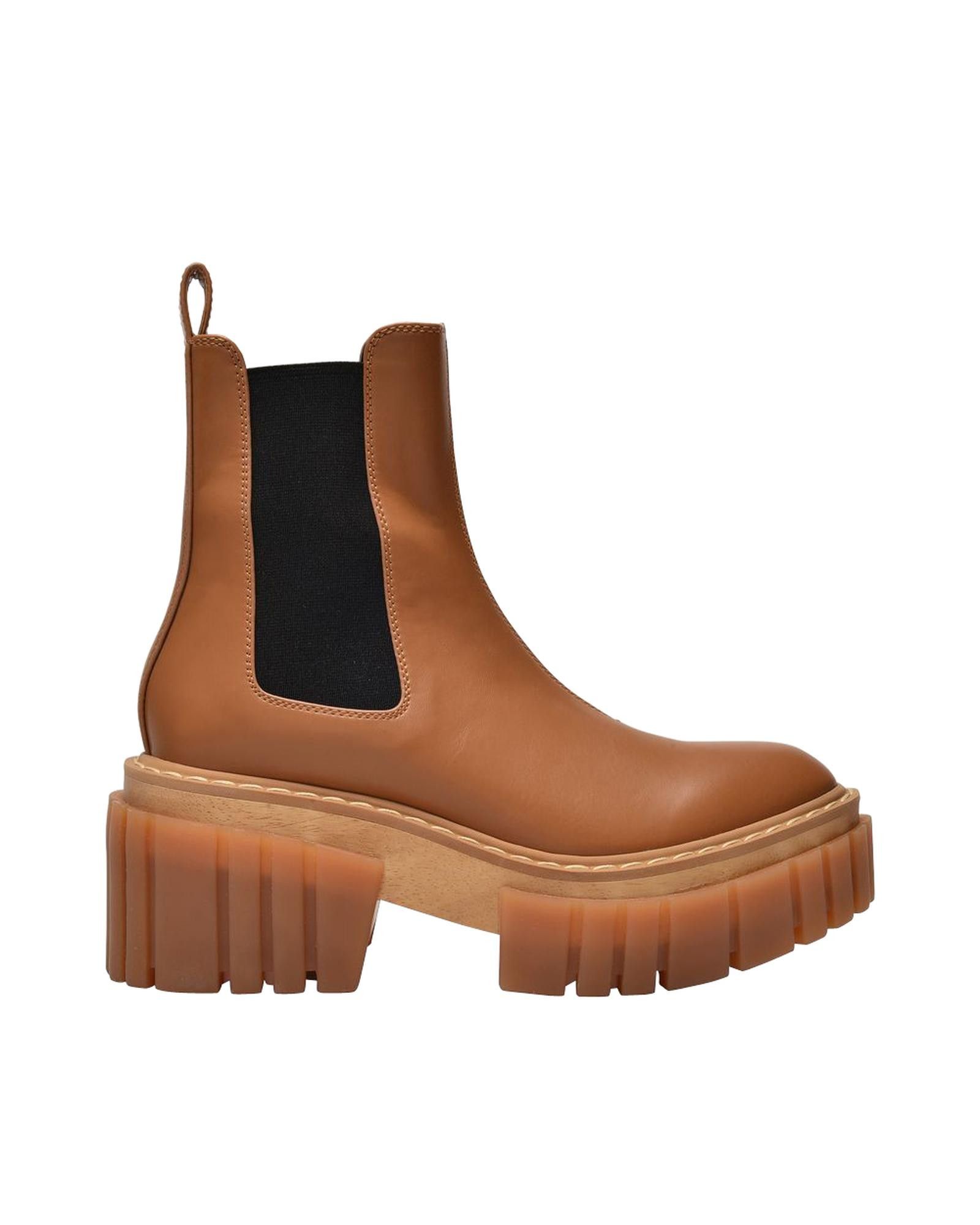 image of Stella Mccartney Brown Synthetic Leather Platform Boots With Sustainable Design, Women's (Size 10)