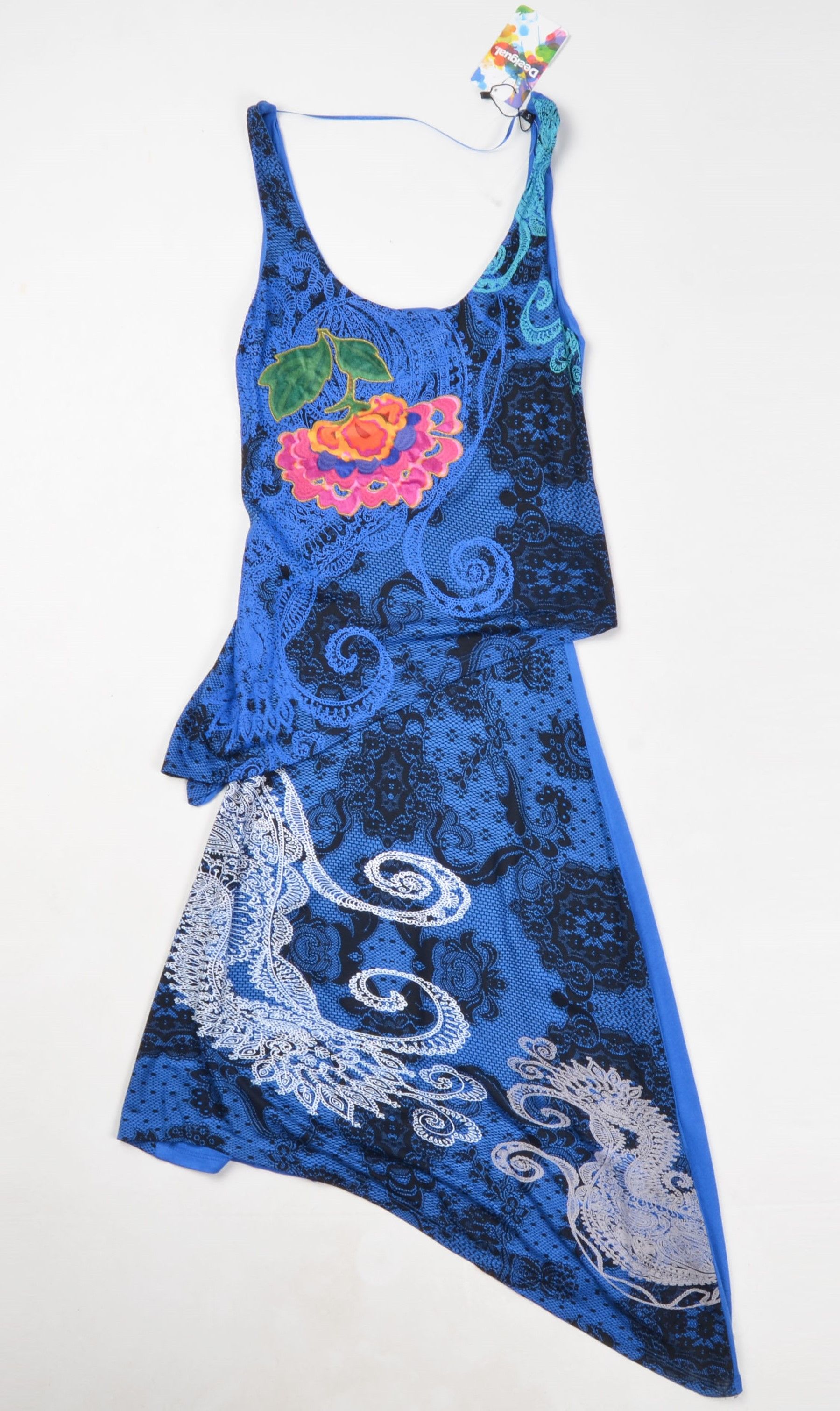 Desigual Desigual Y2K Psychedelic Blue Sleeveless Asymmetrical Dress Size S / US 4 / IT 40 - 4 Thumbnail