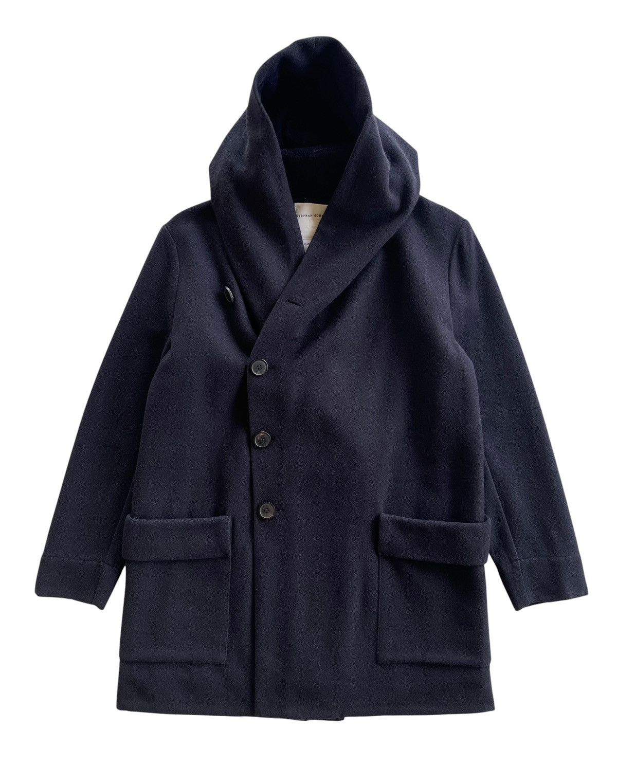 Stephan Schneider Stephan Schneider Atheneum Avantgarde Coat Hooded Navy Blue Size US S / EU 44-46 / 1 - 1 Thumbnail