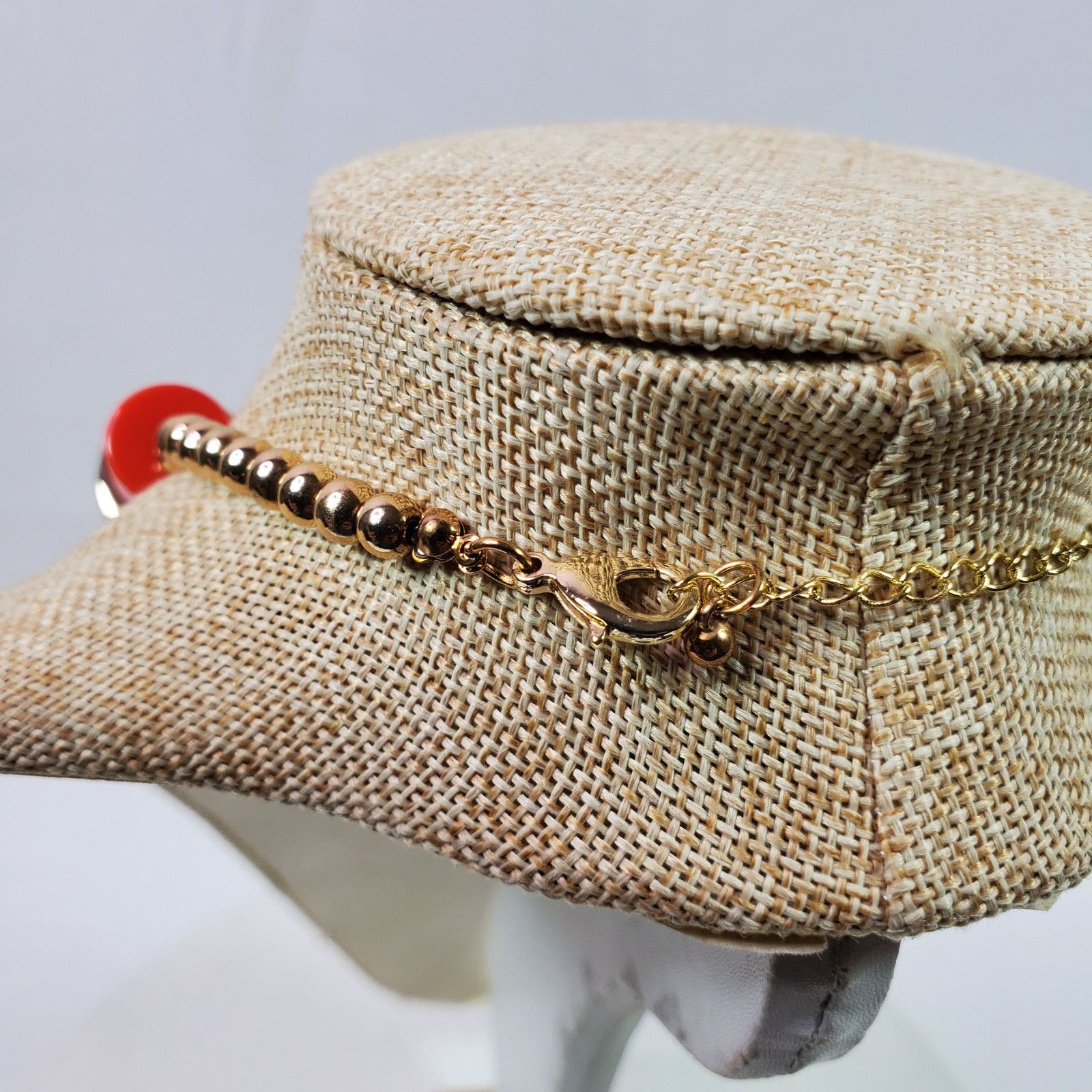 The Unbranded Brand Casual Career Necklace Red w/ Wood Beads 24 Inch Gold Tone Size ONE SIZE - 4 Thumbnail