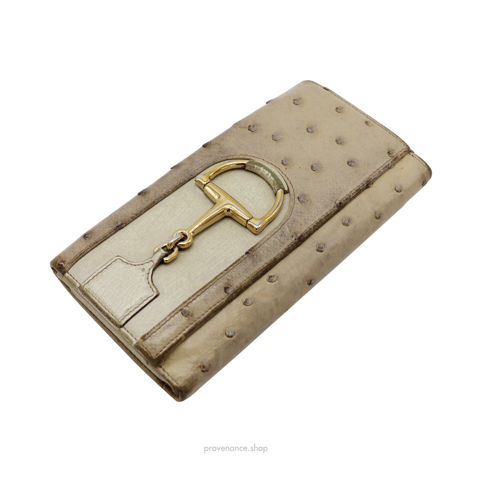 Gucci 🔴 Gucci Horsebit Long Wallet - Ivory Ostrich Leather Size ONE SIZE - 3 Thumbnail