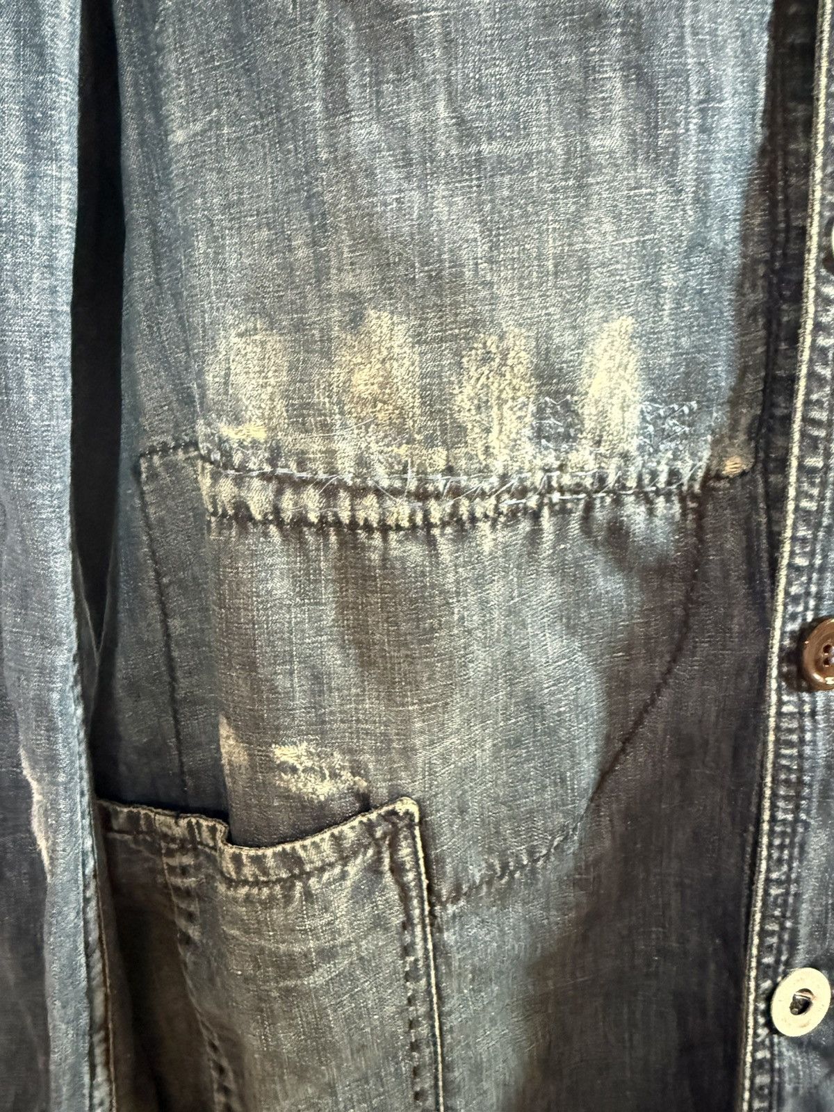 Yves Saint Laurent YSL SS2007 Cotton-Linen Denim Patchwork Chore Jacket - IT 54 Size US L / EU 52-54 / 3 - 8 Thumbnail