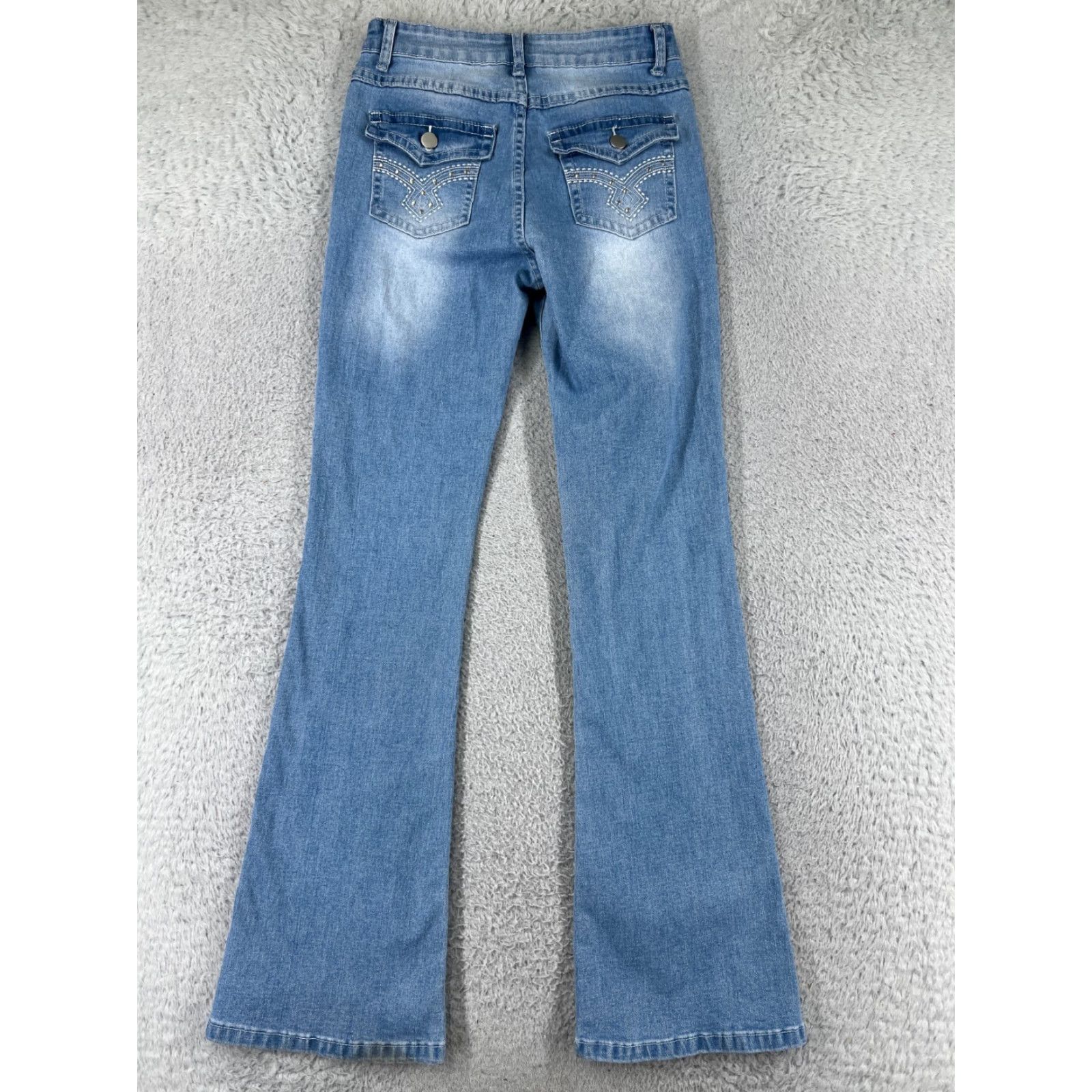 Shein Shein Jeans Womens 4 Blue Denim Flared Mid Rise Cotton Blend Stretch Size 27" / US 4 / IT 40 - 2 Thumbnail