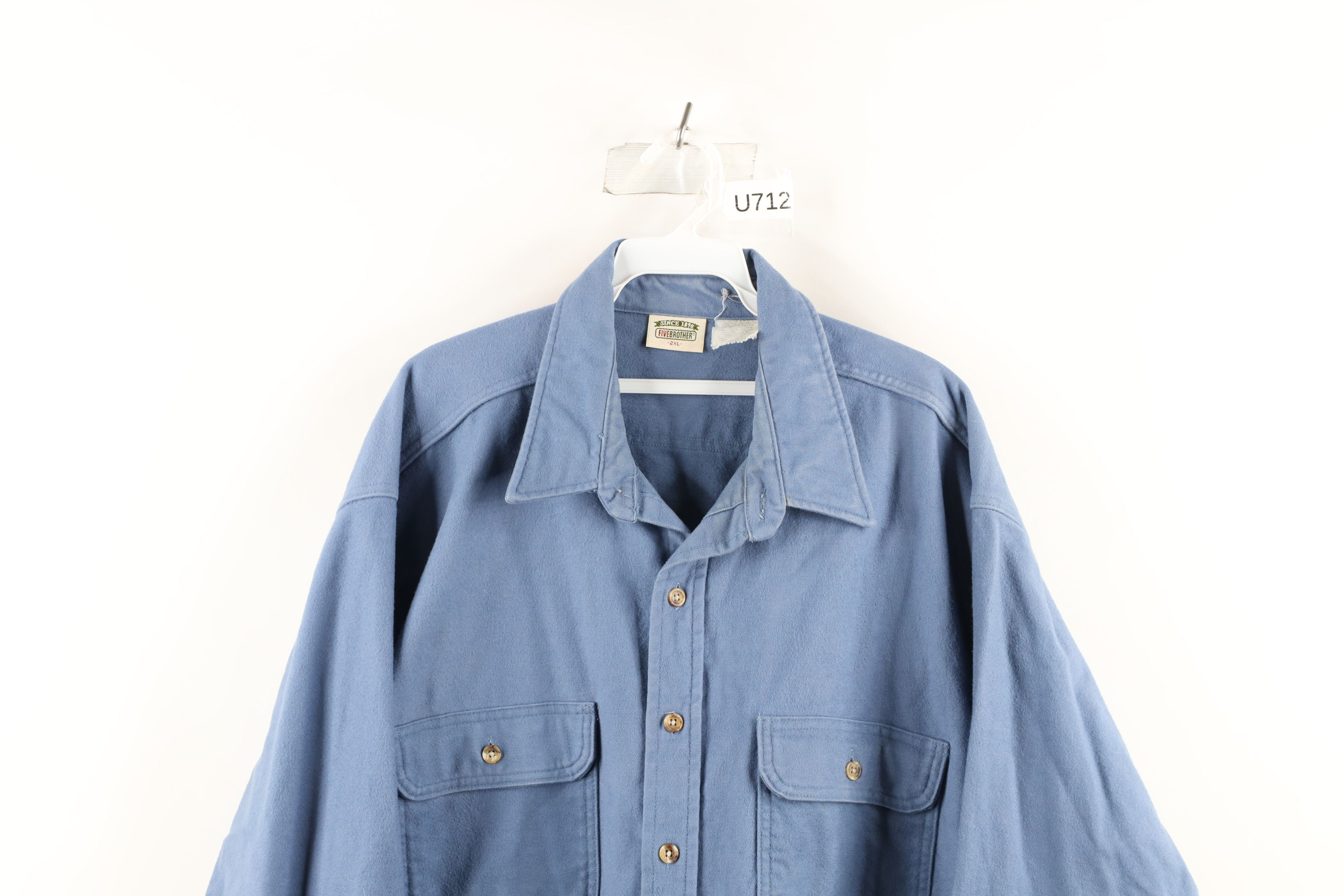 FiveBrother × Vintage Vintage 90s Five Brother Heavyweight Cloth Button Shirt Size US XXL / EU 58 / 5 - 2 Thumbnail
