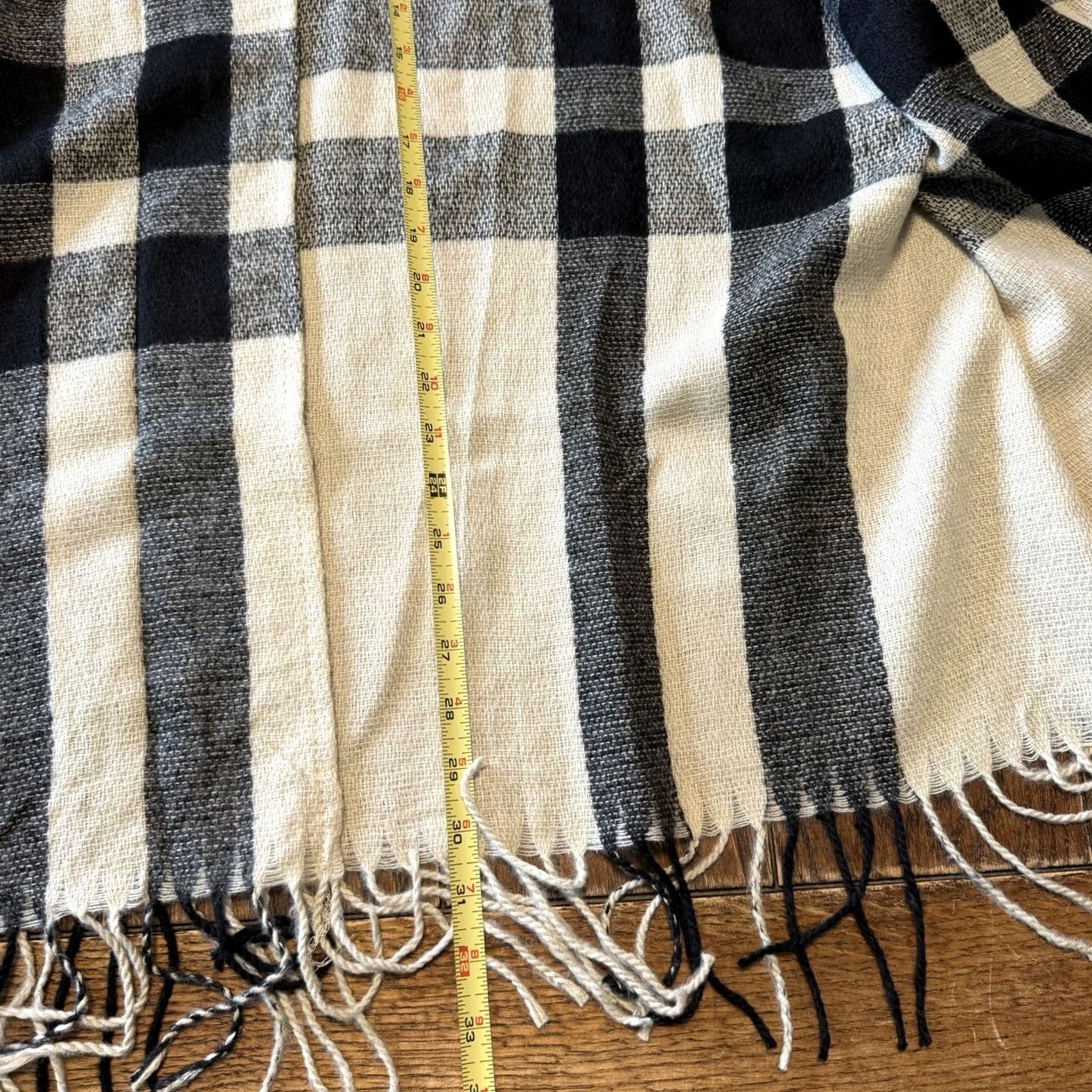 Banana Republic Banana Republic Wrap Erin Plaid One Size Fits All Poncho Shawl/Wrap Womens Plaid Beige Black Tan Fringe New Size ONE SIZE - 7 Thumbnail
