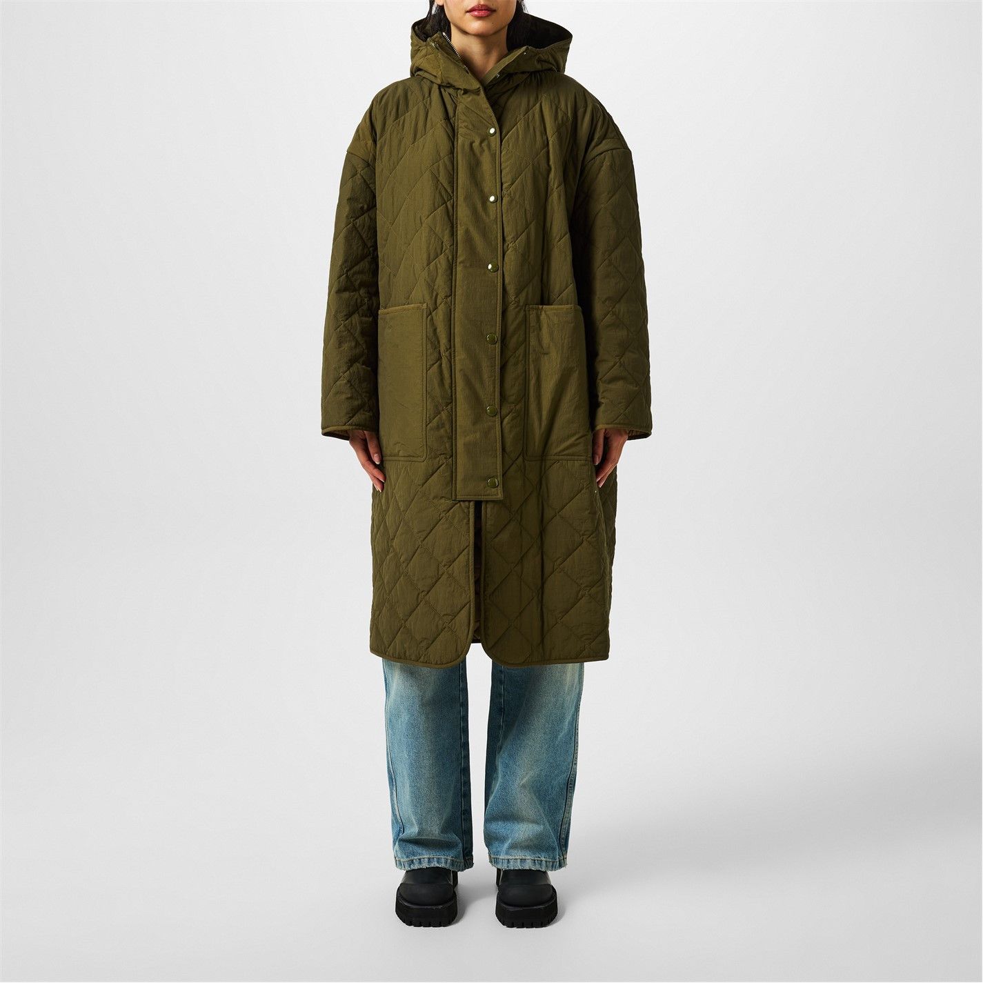 Palm Angels o1g2r1mq0325 Quilted Parka Jacket in Military Green Size M / US 6-8 / IT 42-44 - 3 Thumbnail