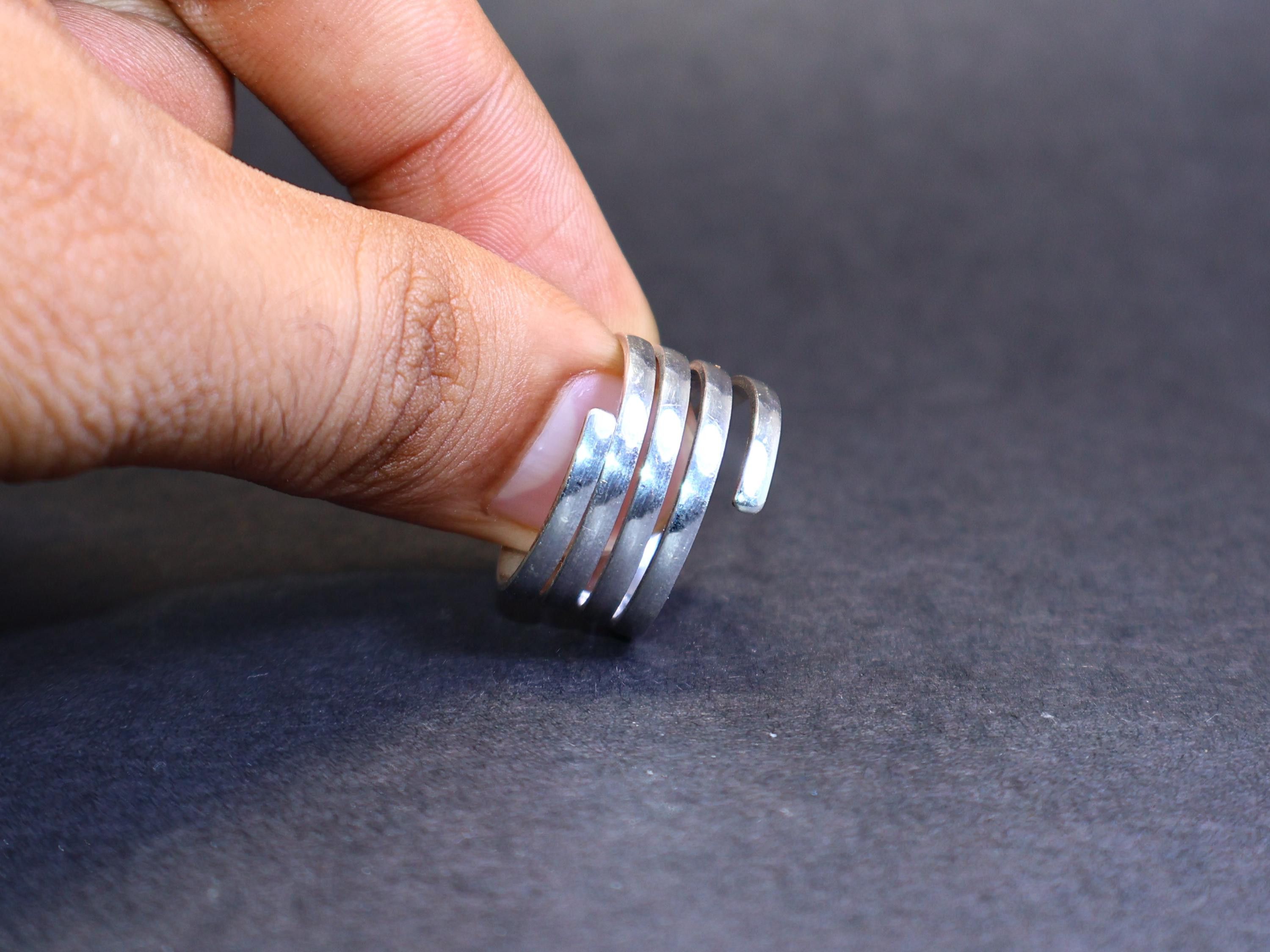 Handmade Spiral Band Ring, Sterling Silver Handmade Adjustable Ring, Size ONE SIZE - 8 Thumbnail