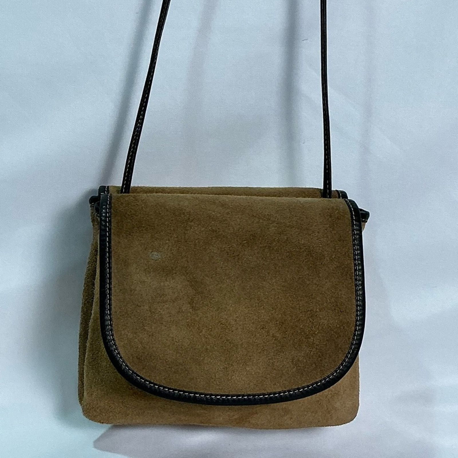 Vintage Loewe Tan Suede Shoulder Crossbody Bag Purse Anagram