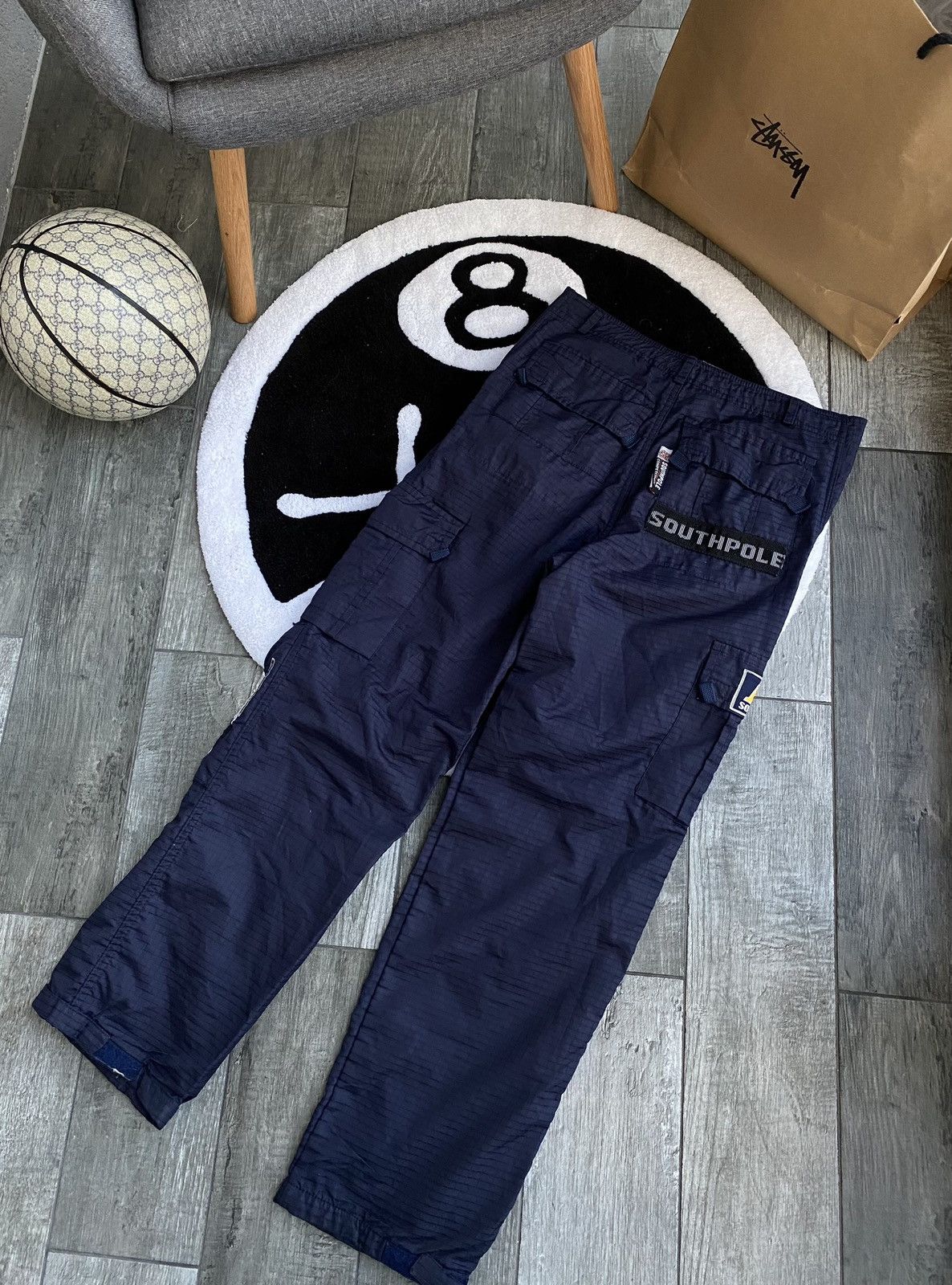 Pre-owned Made In Usa X Southpole Competition Cargo Navy Multi Logo Pants Size S