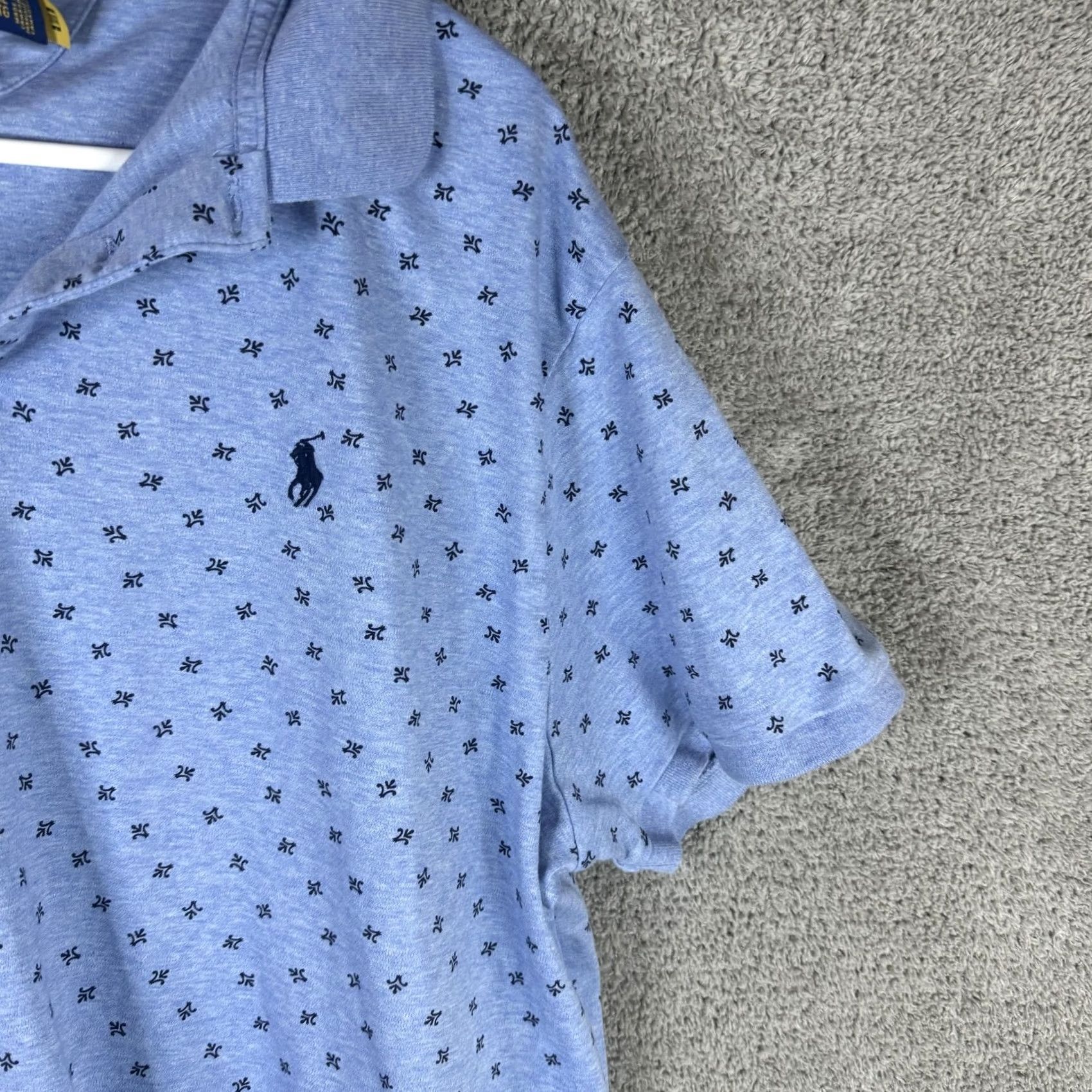 Polo Ralph Lauren Polo Ralph Lauren Polo Shirt Mens 2XL Blue Geometric Pony Logo Slim Fit Short Sleeve Shirt Regular Mens West Size US XXL / EU 58 / 5 - 3 Thumbnail