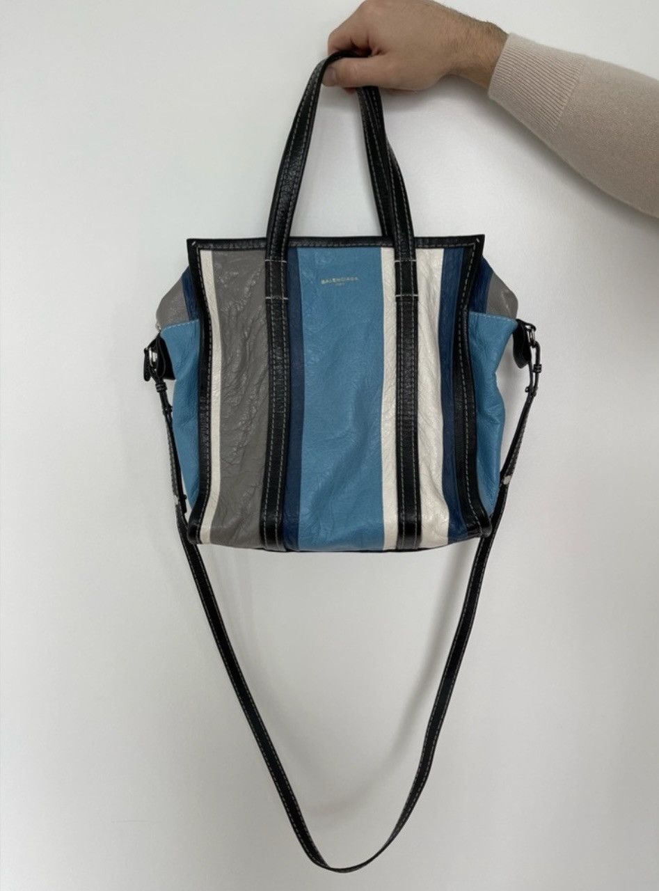 Balenciaga Bazar Tote Striped Leather Bag