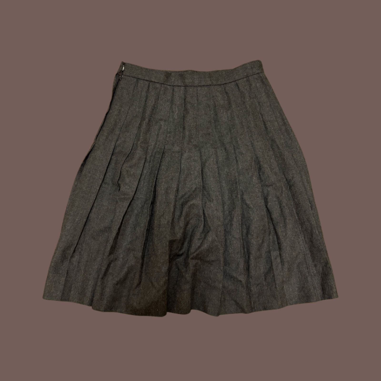 Vintage VTG Pleated Midi Skirt | Talbots Wool Gray | 70s Academia Size 32" / US 10 / IT 46 - 2 Thumbnail