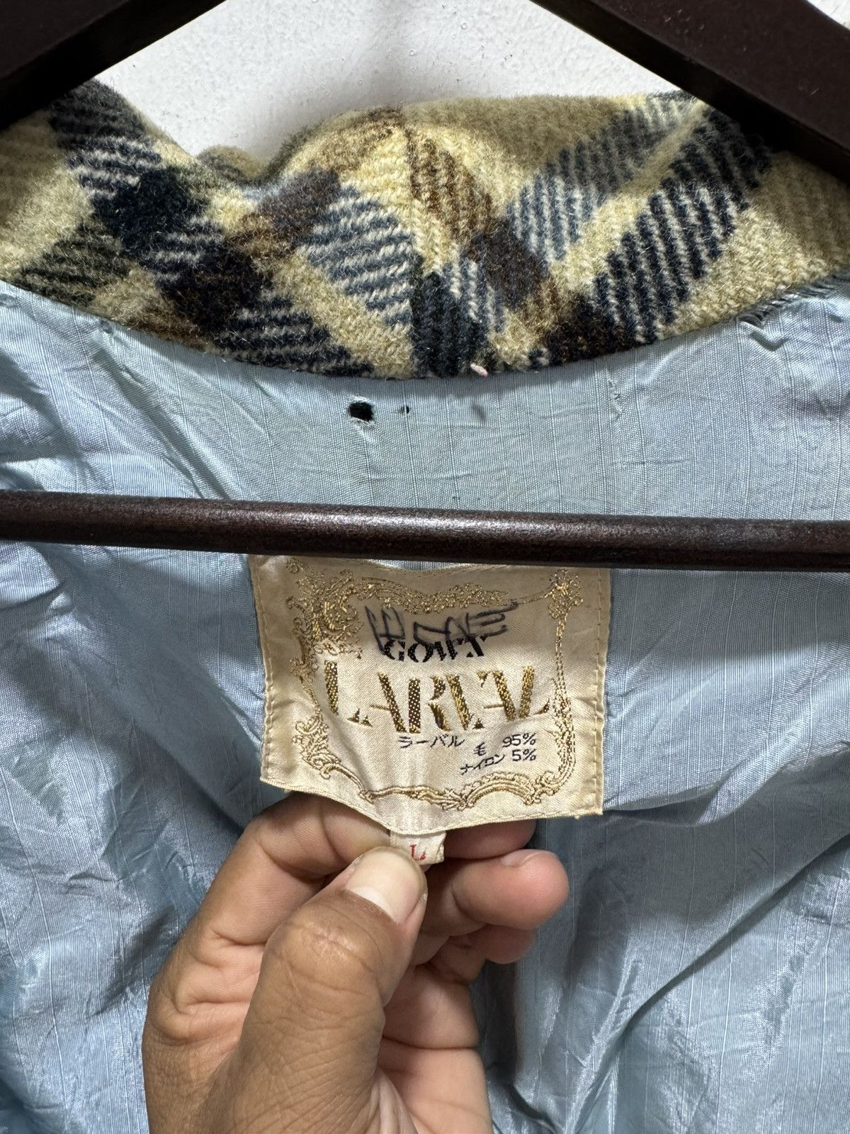 Japanese Brand × Vintage JAPANESE DESIGN LARVAL NOVA CHECK STYLE LONG JACKET Size L / US 10 / IT 46 - 11 Thumbnail