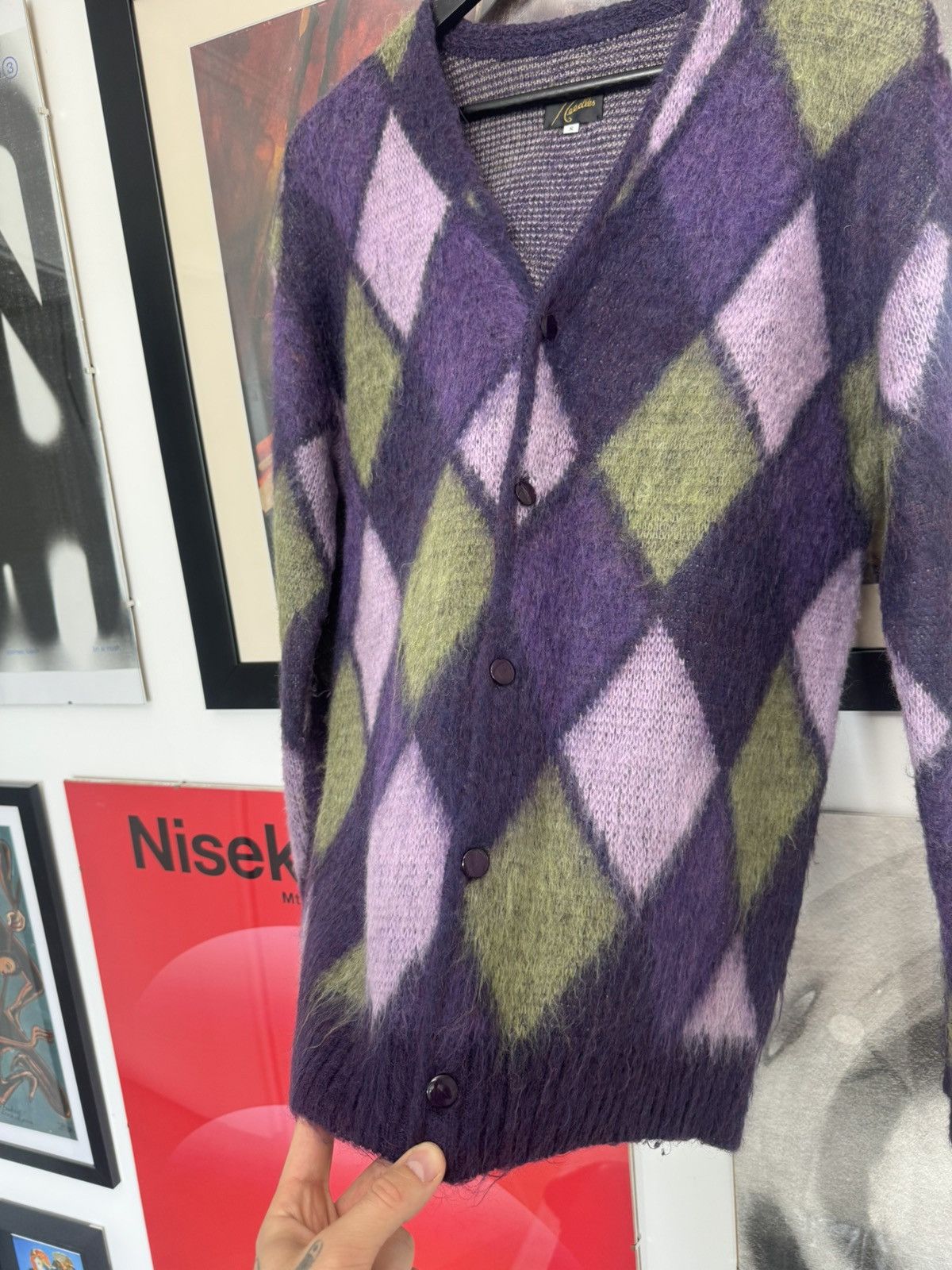 Needles Needles Mohair Cardigan Sweater Japanese Arygle Japan Rare Size US S / EU 44-46 / 1 - 2 Thumbnail