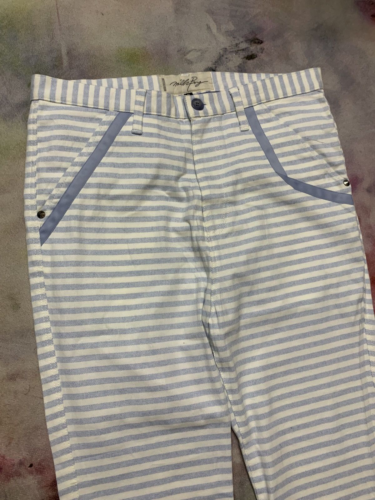 A.F.F.A. MILK BOY Prisoner Stripes Slim Fit Pants Ura-Harajuku Punk Size US 31 - 3 Thumbnail