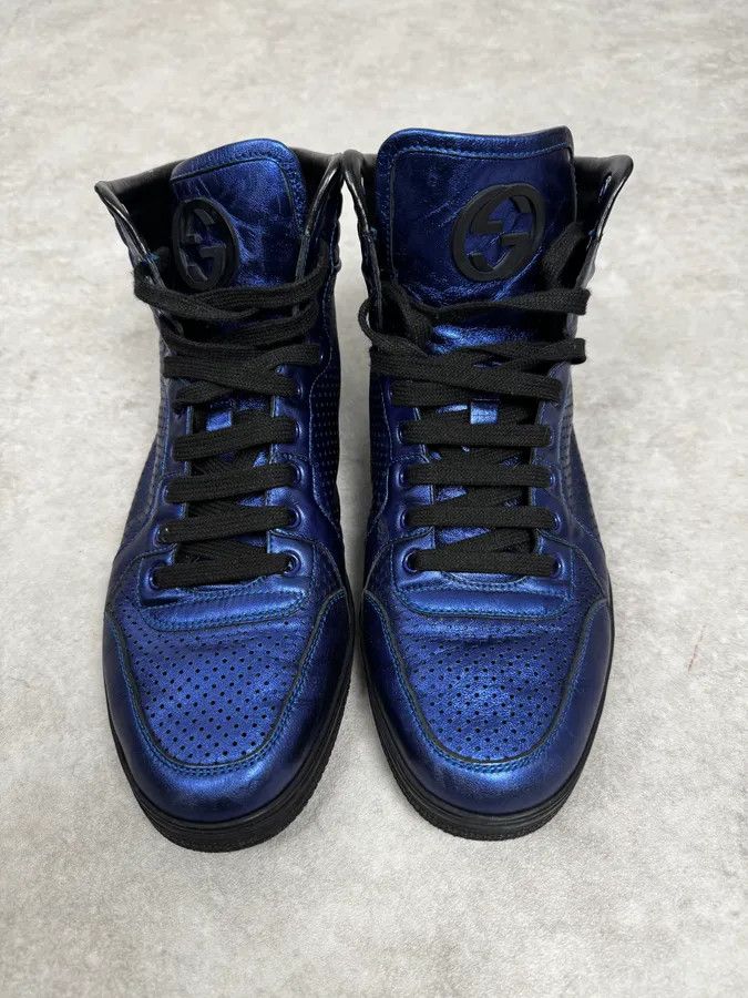 Gucci Gucci Electric Blue High Leather Sneakers Size US 8.5 / EU 41-42 - 3 Thumbnail