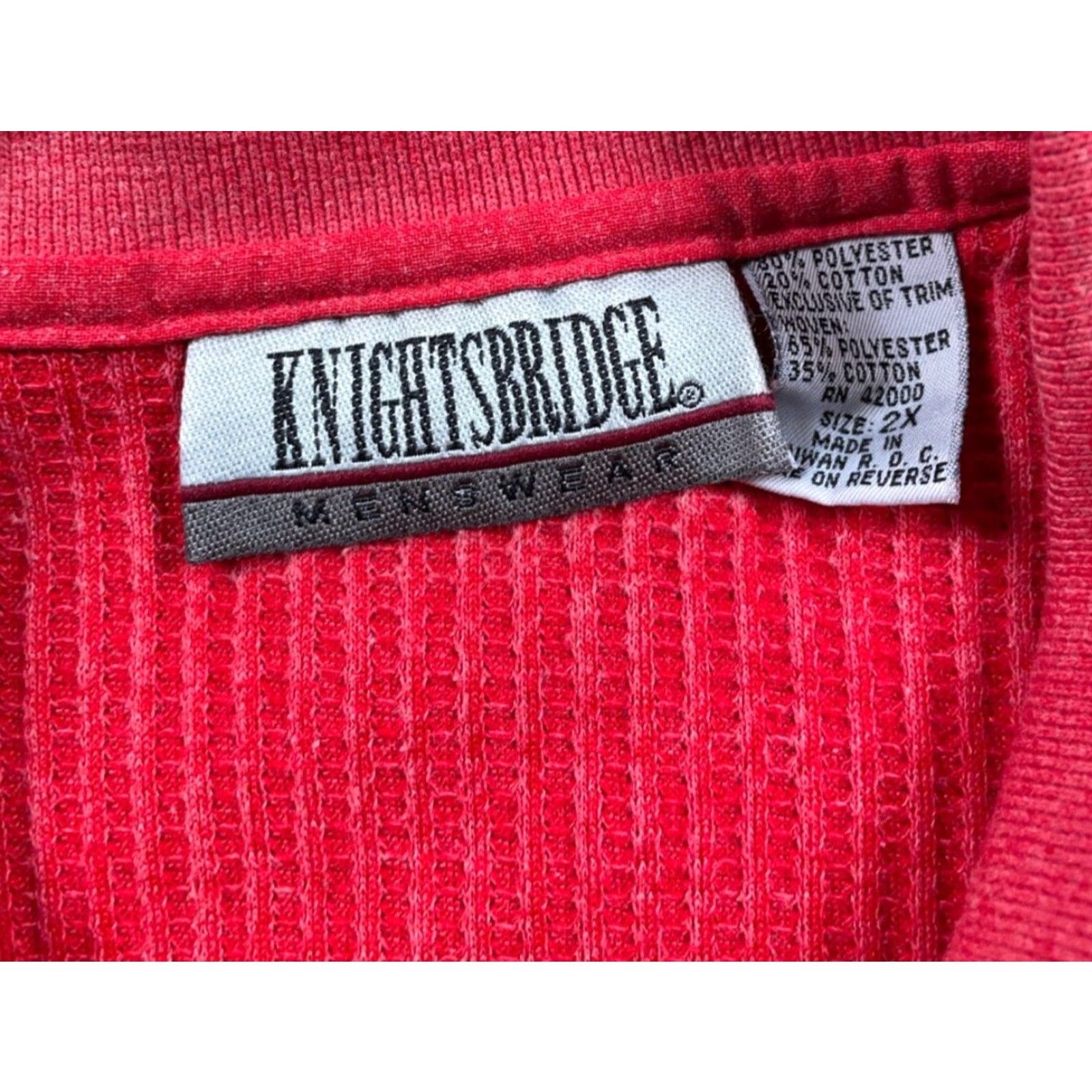 Vintage VINTAGE Knightsbridge Polo Shirt Man Big 2X Red Ribbed Paneled 80s 90s Casual Shirt Mens Red Knightsbridge Polo Shirt II Size US XXL / EU 58 / 5 - 4 Thumbnail