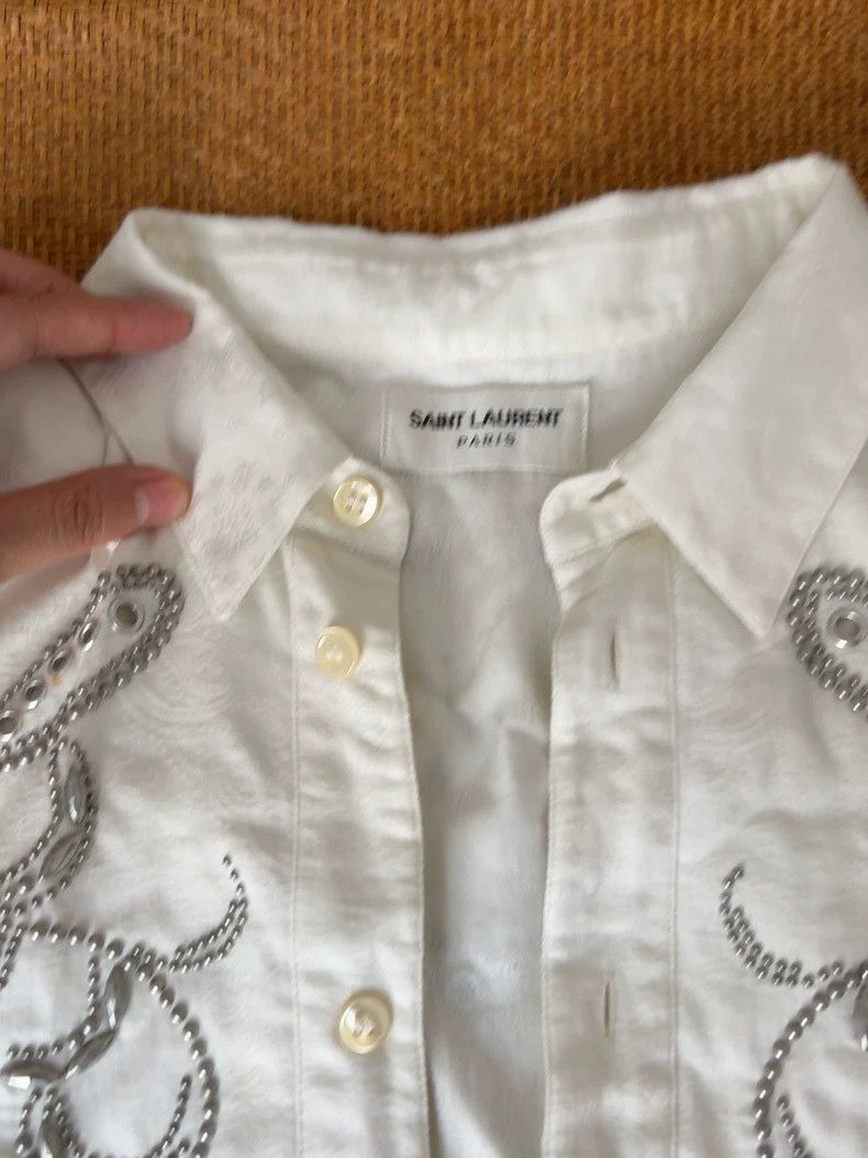 Saint Laurent Paris Saint laurent paris Chest metal chain embroidery shirt 2506 Size US XXS / EU 40 - 2 Thumbnail