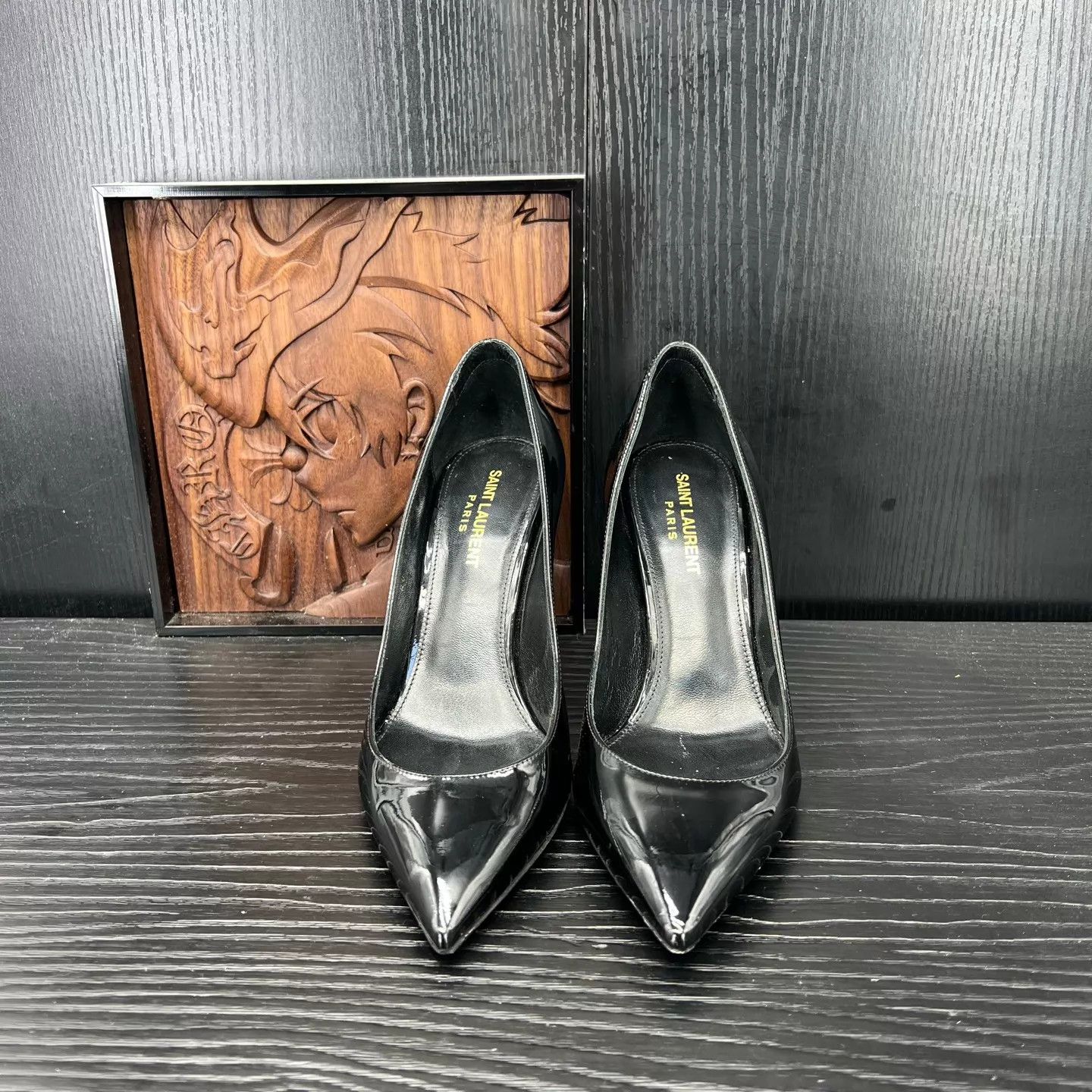 Yves Saint Laurent YSL Opyum Black Gold Heeled Pumps 38 Size US 7.5 / IT 37.5 - 2 Thumbnail