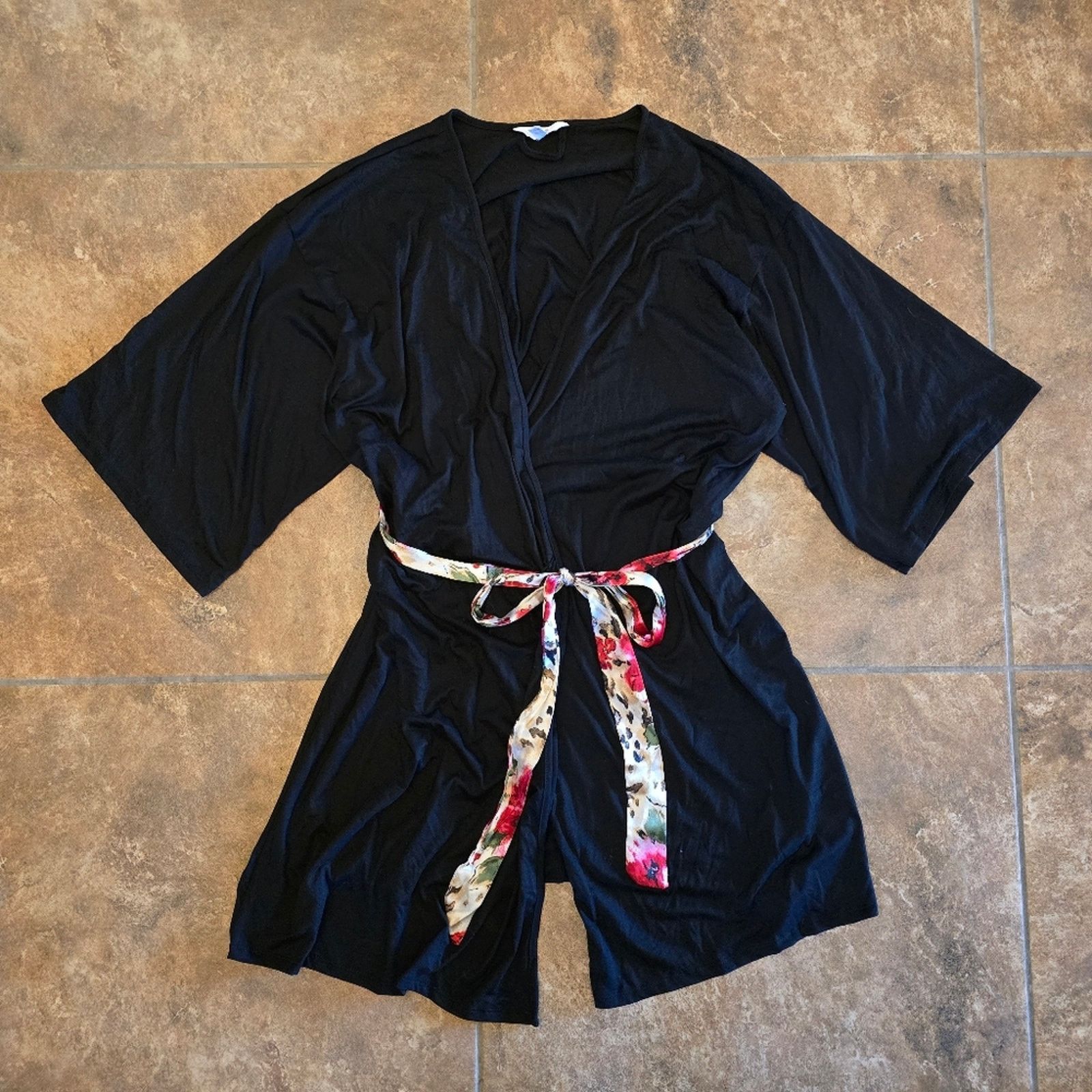 Other Black Floral Belted | ST | Thin Robe Size ONE SIZE - 1 Thumbnail
