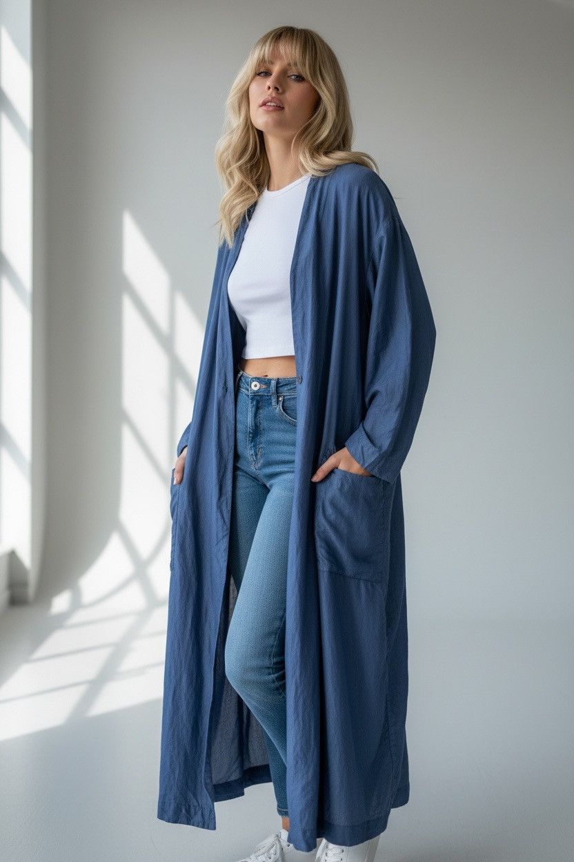 H&M H&M Denim Conscious Long Dress with Pocket (169) Size L / US 10 / IT 46 - 1 Thumbnail