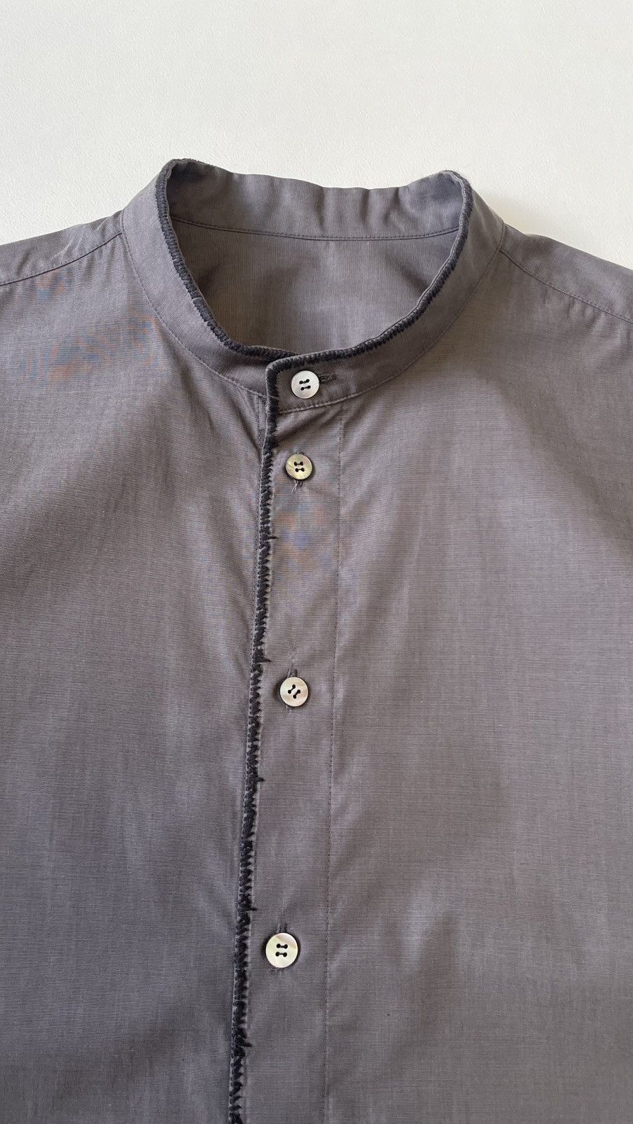 Issey Miyake ‘Contrast Stitch’ Grey Shimmer Cotton Shirt Size US L / EU 52-54 / 3 - 4 Thumbnail