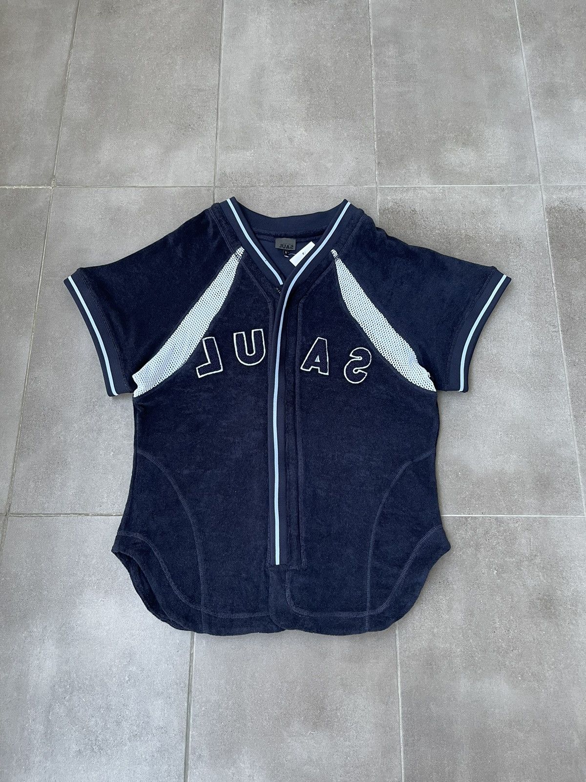 Saul Nash !DS! SS23 Saul Nash Big Logo Navy Paneled Zipped Top Size US L / EU 52-54 / 3 - 6 Thumbnail