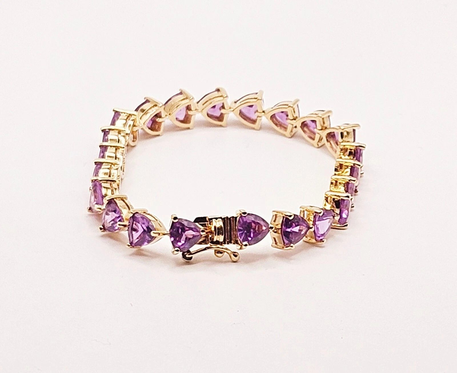 Sterling Silver Sterling Silver Tennis Bracelet Purple Alexandrite Gold 6.5" Size ONE SIZE - 4 Thumbnail