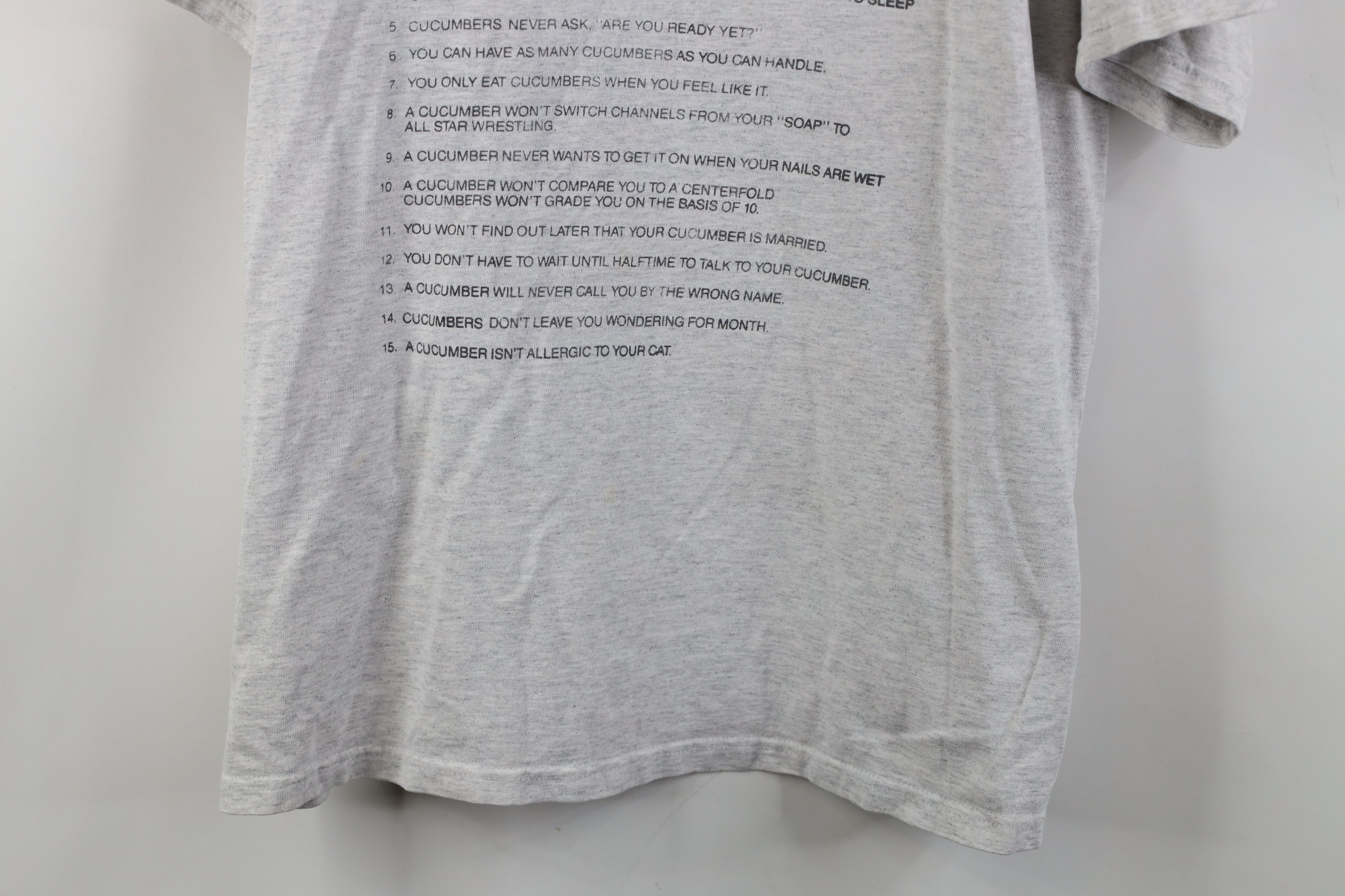 Vintage Vintage 90s Reasons Cucumbers Better Than A Man T-Shirt Gray Size XL / US 12-14 / IT 48-50 - 3 Thumbnail