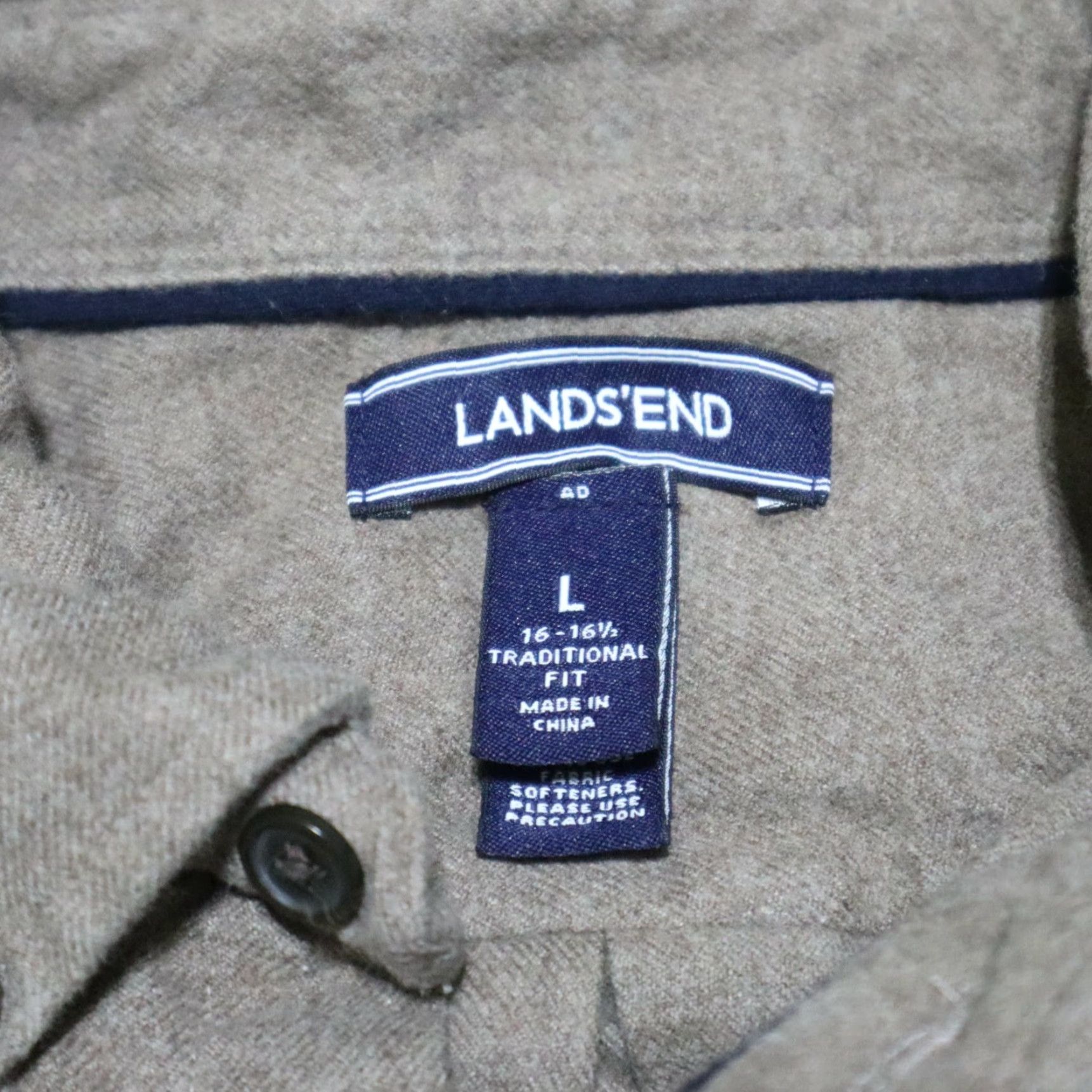 Lands' End Lands' End Shirt Brown 100% Cotton Corduroy Long Sleeve Button-Up Casual Mens Large Size L / US 10 / IT 46 - 3 Thumbnail