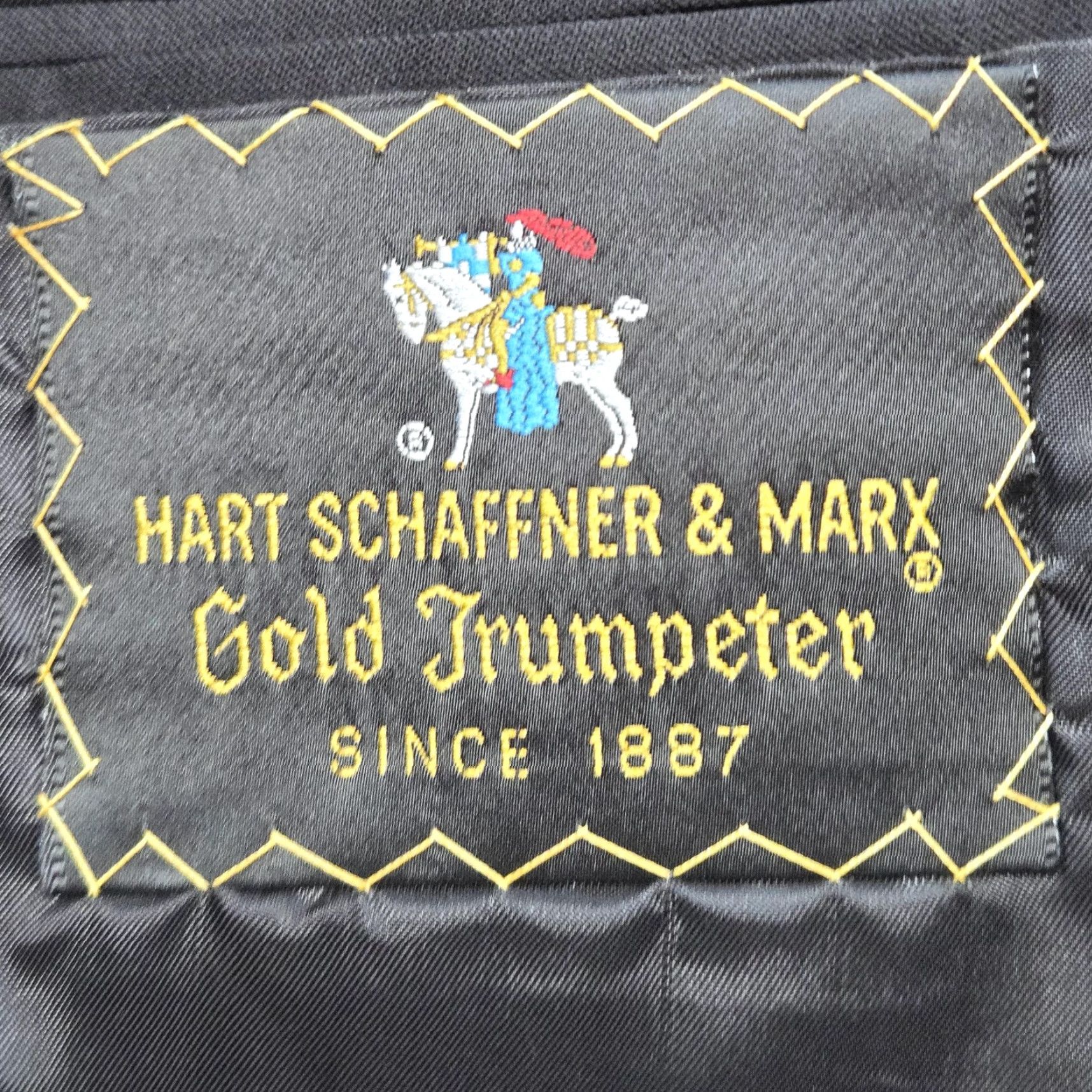 Hart Schaffner Marx Hart Schaffner Marx Gold Button Blazer Mens 44 Black Wool Single-Breasted Two-Button Notch Lapel Vintage: No Size 44R - 7 Thumbnail
