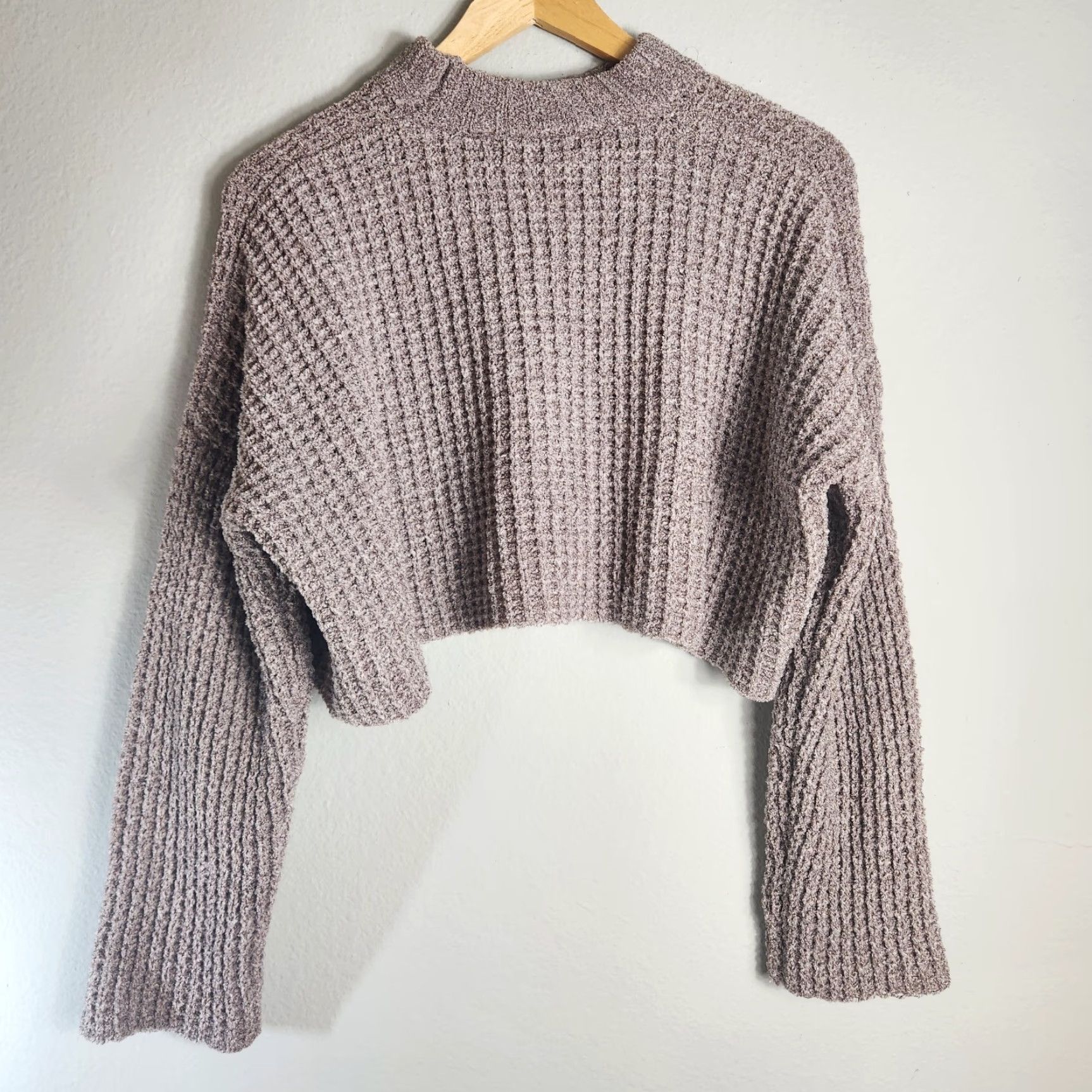 Forever 21 Forever 21 Womens Mauve Chenille Cropped Long Sleeve Crewneck Sweater S NWT Oversized Waffle Knit Pullover Casual Girls Womens Size S / US 4 / IT 40 - 4 Thumbnail