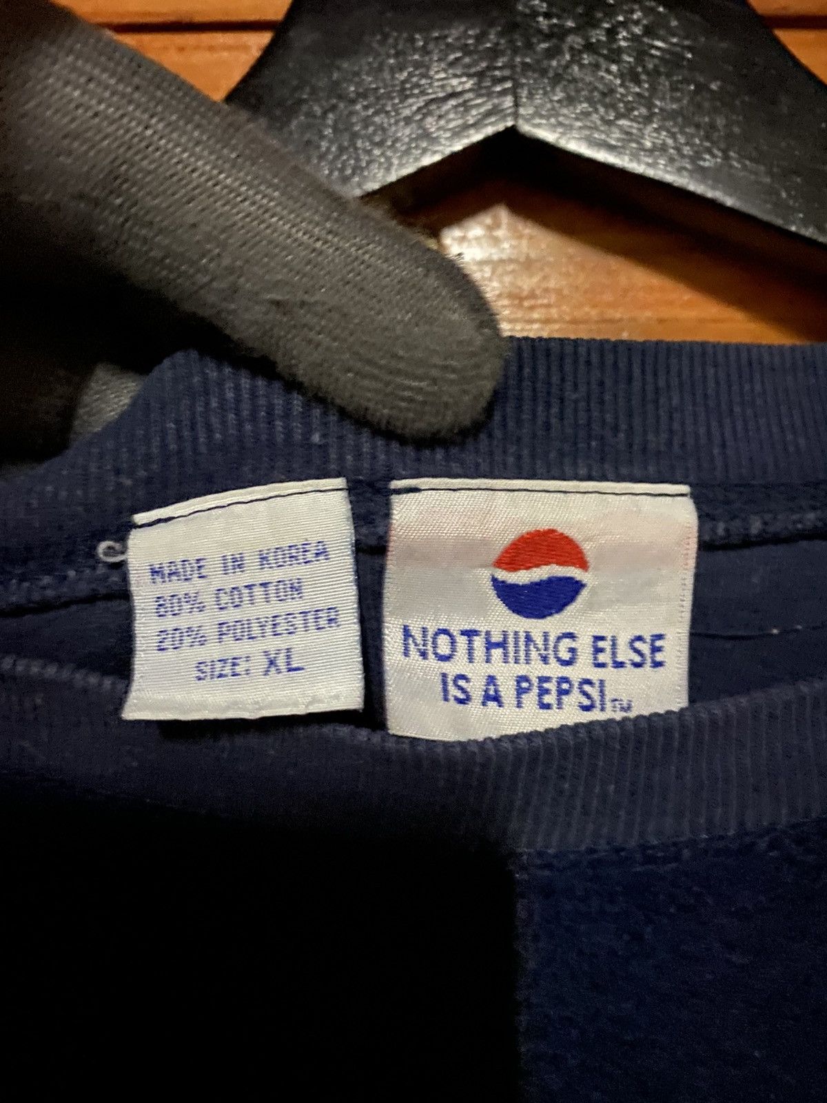 Pepsi Vintage 1990s Pepsi Crewneck Sweatshirt – Navy Blue Fleece Size US XL / EU 56 / 4 - 6 Thumbnail