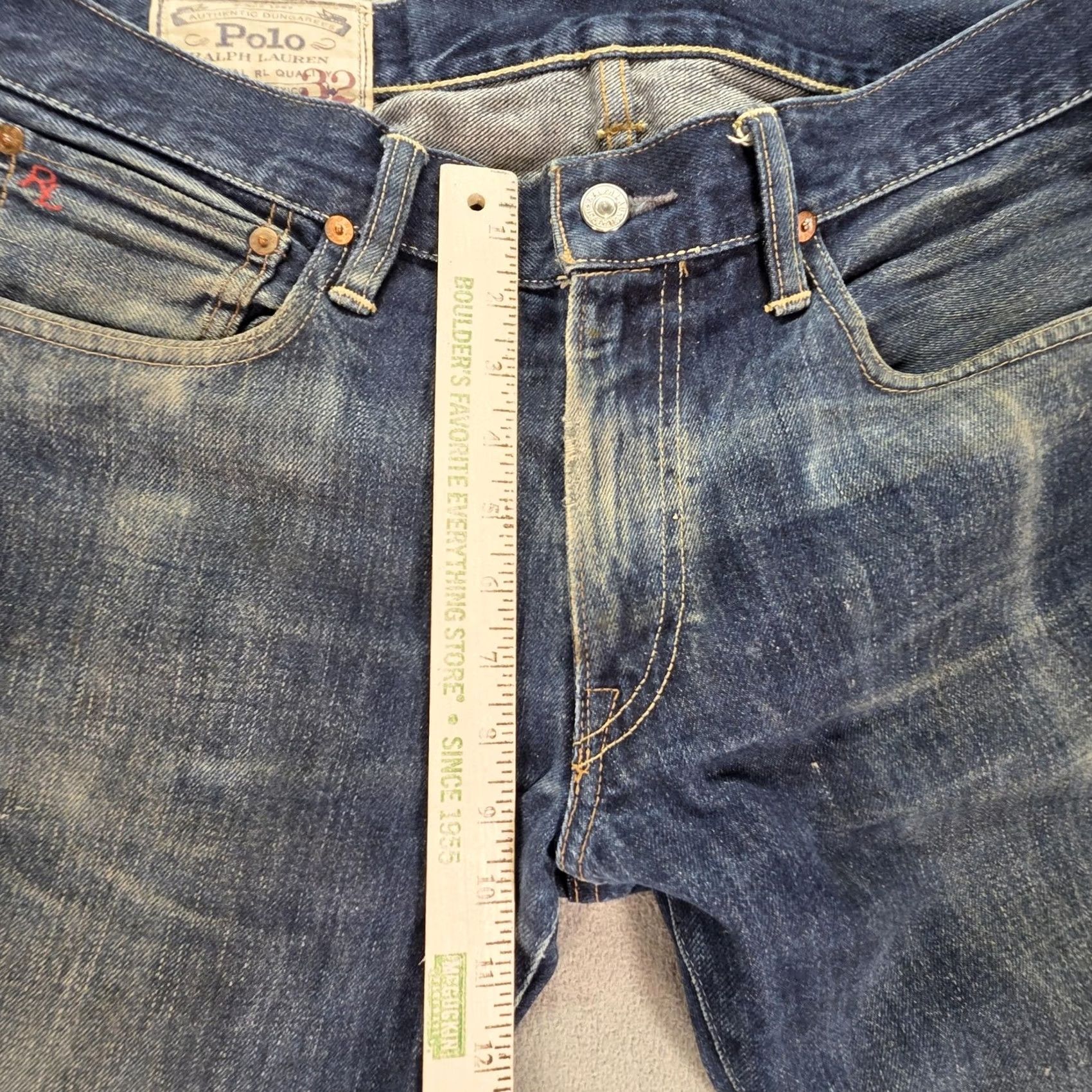 Polo Ralph Lauren Polo Ralph Lauren Jeans Mens 33x32 Blue Med Wash Slim Straight Denim Pocket Logo Distressed Wintry? Size US XS / EU 42 / 0 - 7 Thumbnail
