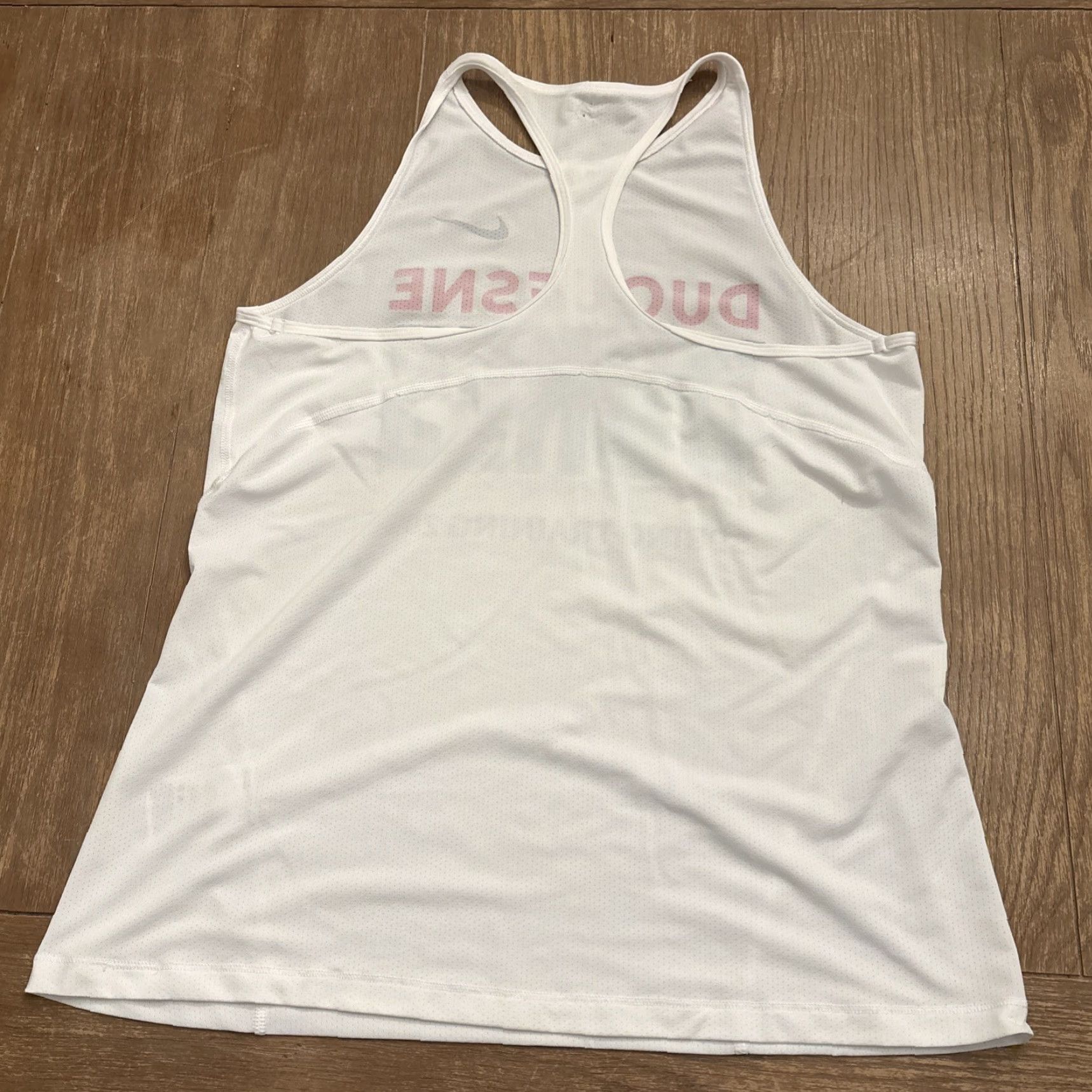 Nike NIKE PRO Duquesne Dukes White Tank Top Womens Activewear Size L Razor Back 2025 Size L / US 10 / IT 46 - 4 Thumbnail