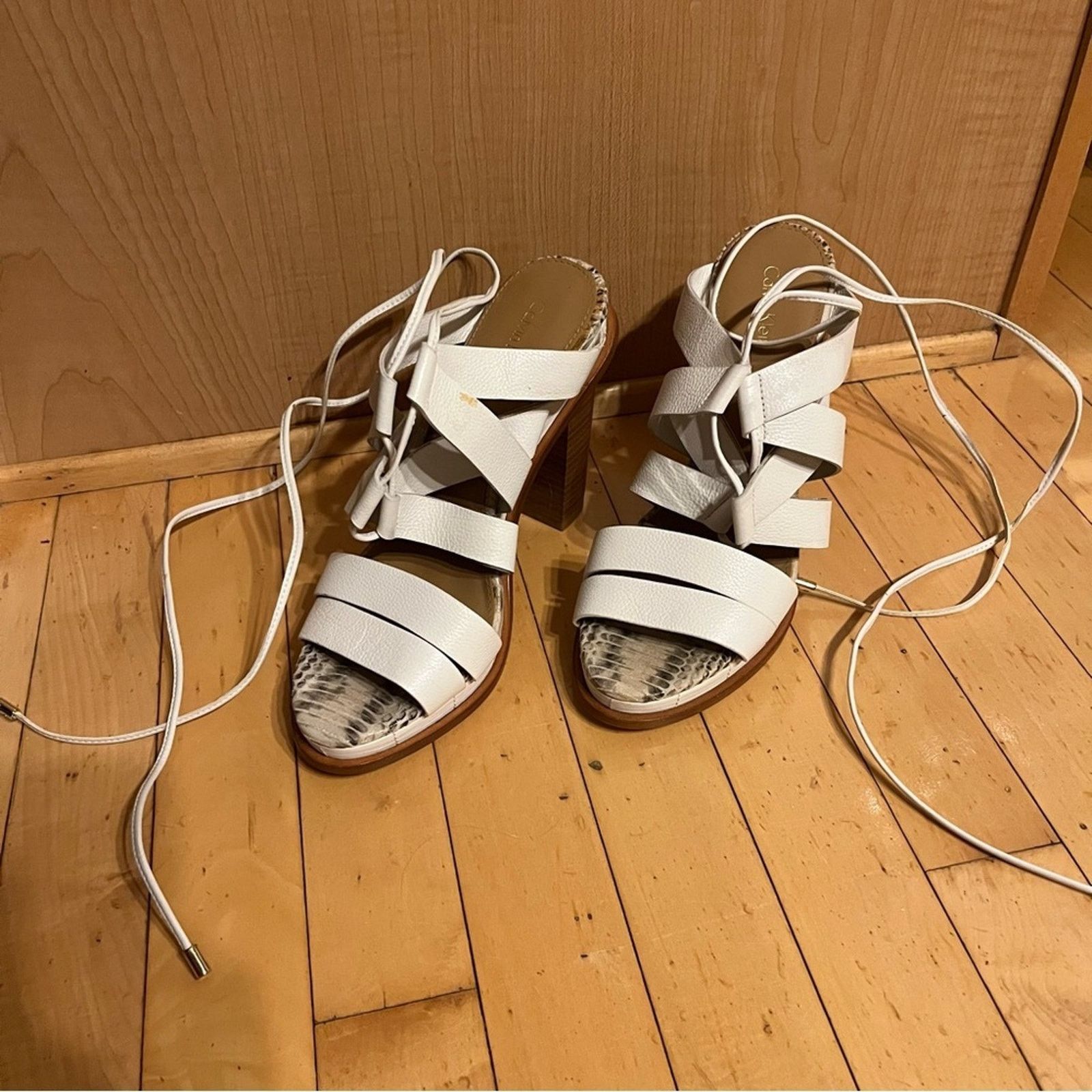 Calvin Klein Calvin Klein Panelope Toscana Plat White Leather Sandal sz 9 Size US 9 / IT 39 - 1 Thumbnail