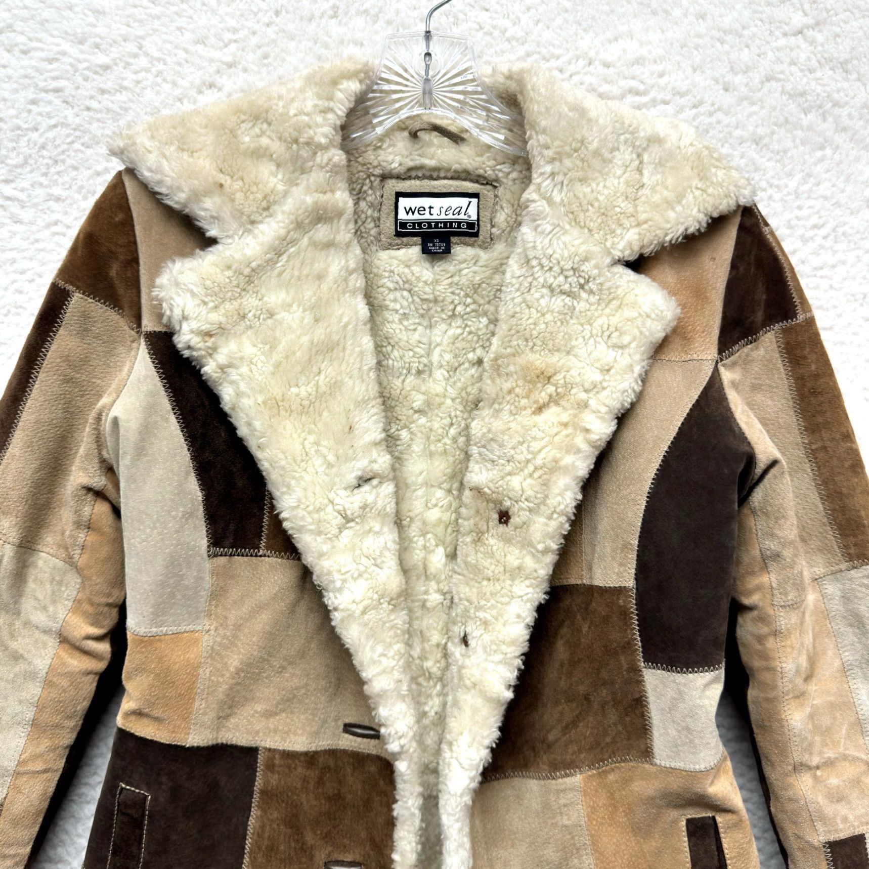 Vintage Y2K Vintage Afghan Penny Lane Jacket Coat Patchwork Leather Faux Fur Bratz Wet SEal Jacket XS Womens Suede Beige Be... Size S / US 4 / IT 40 - 3 Thumbnail