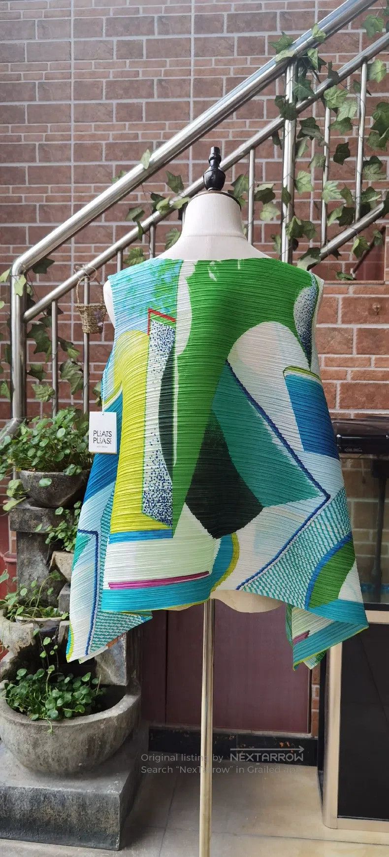 Issey Miyake Issey Miyake Green Pinwheel Tank Top Size L / US 10 / IT 46 - 2 Thumbnail