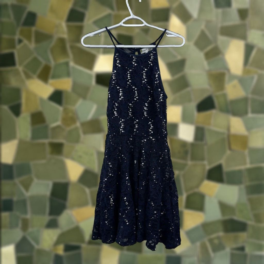 Vintage Emerald Sundae Dress Women Blue Lace Sequin Halter Neck Size S Knee Length Vintage No (update: no) Size S / US 4 / IT 40 - 1 Thumbnail