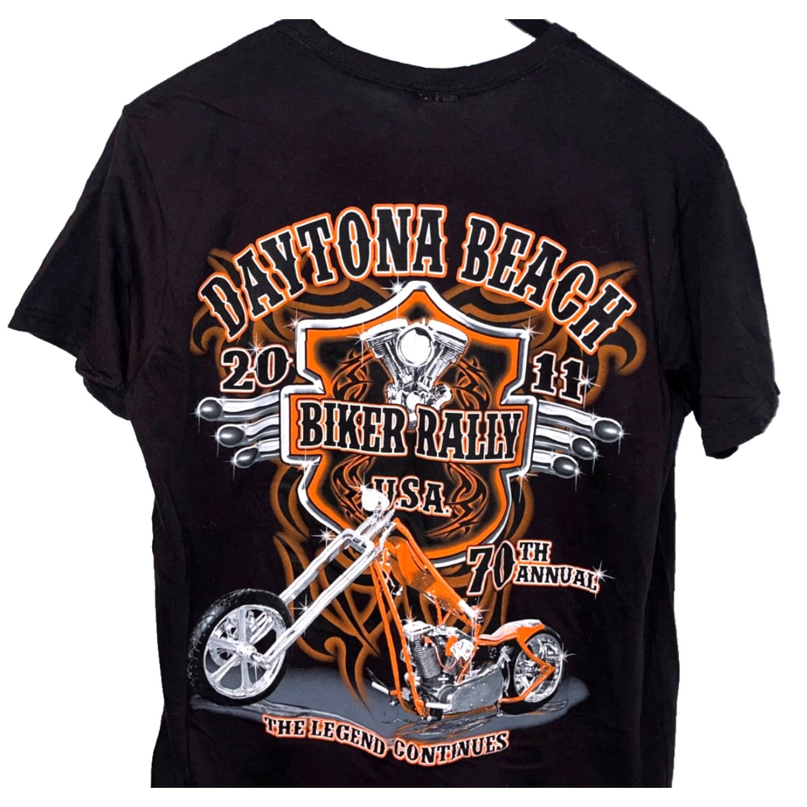 Vintage VINTAGE Daytona Beach 2011 Bike Week 70th Annual Biker Rally T-Shirt Tee Sz. L Size US L / EU 52-54 / 3 - 5 Thumbnail