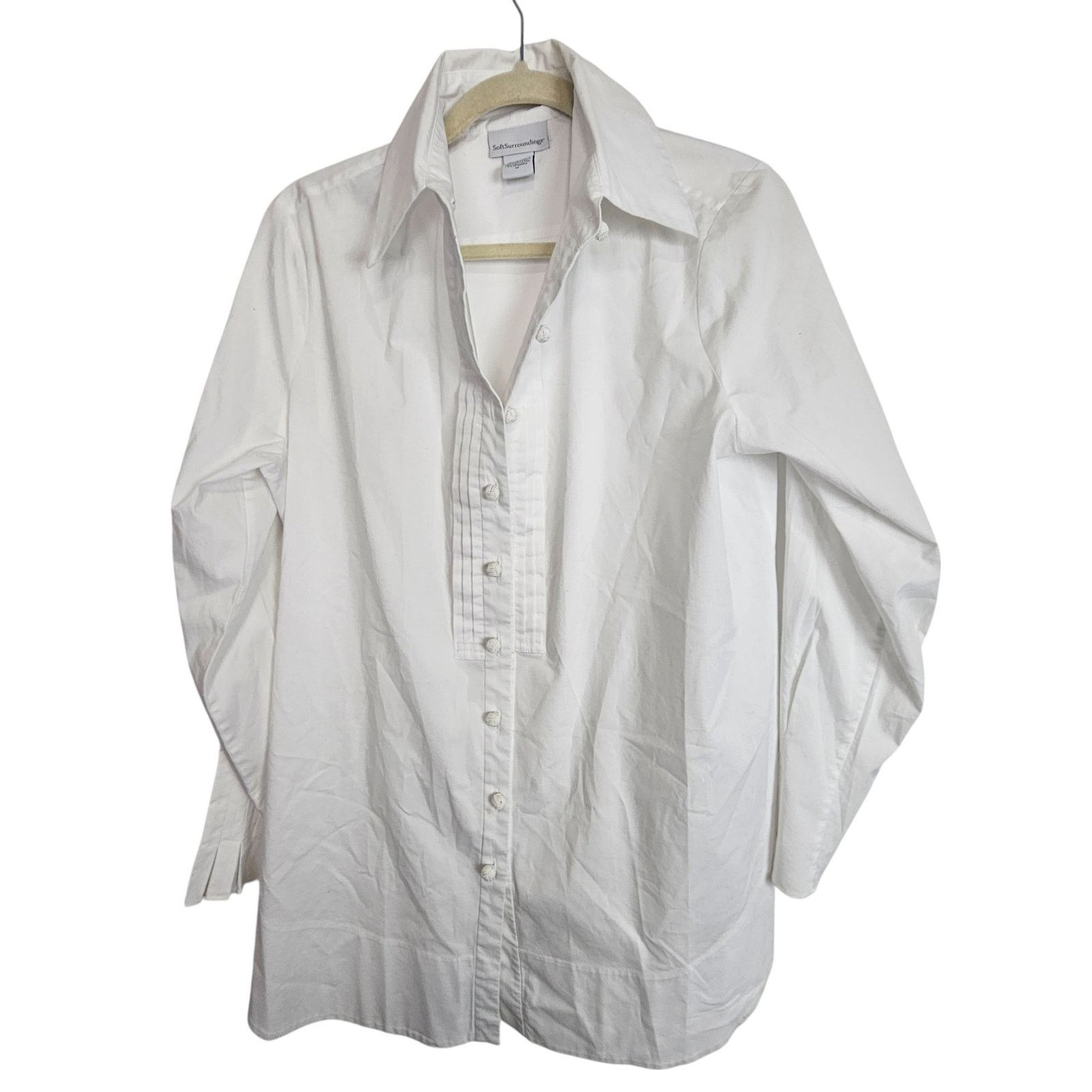 Soft Surroundings Soft Surroundings Womens Pintuck Button Front Blouse Size M Size M / US 6-8 / IT 42-44 - 1 Thumbnail