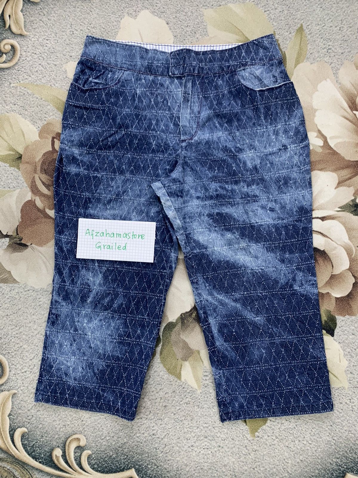 Japanese Brand Kapital Boro Sashiko Style/Inspired 3/4 Crop Pants ...