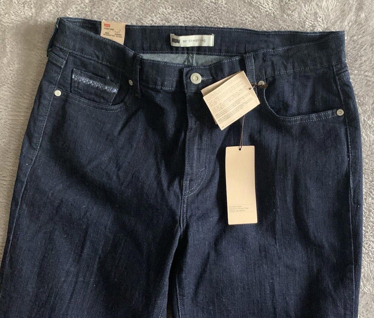 Levi's Levis 505 Black Embroidered Jeans Straight Stretch Size 38" / US 16 / IT 52 - 2 Thumbnail