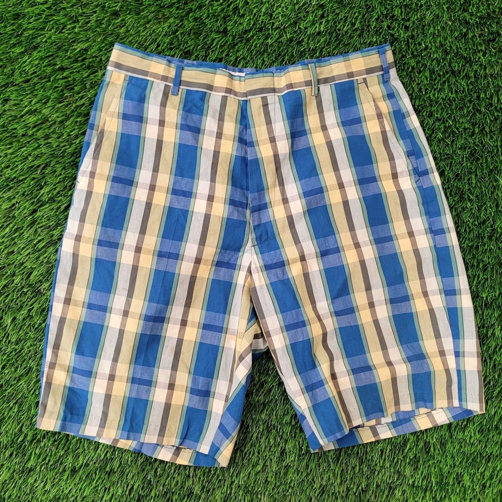 Vintage Vintage 80s MOD Check Plaid Shorts Sanforized Blue 30x9 Mens Bermuda Casual Vintage 1980s Mens Size US 30 / EU 46 - 2 Thumbnail