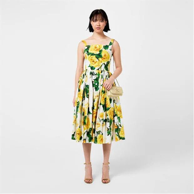 Dolce & Gabbana o1g2r1mq1024 Floral Print Midi Dresses in Multicolor Size M / US 6-8 / IT 42-44 - 6 Thumbnail