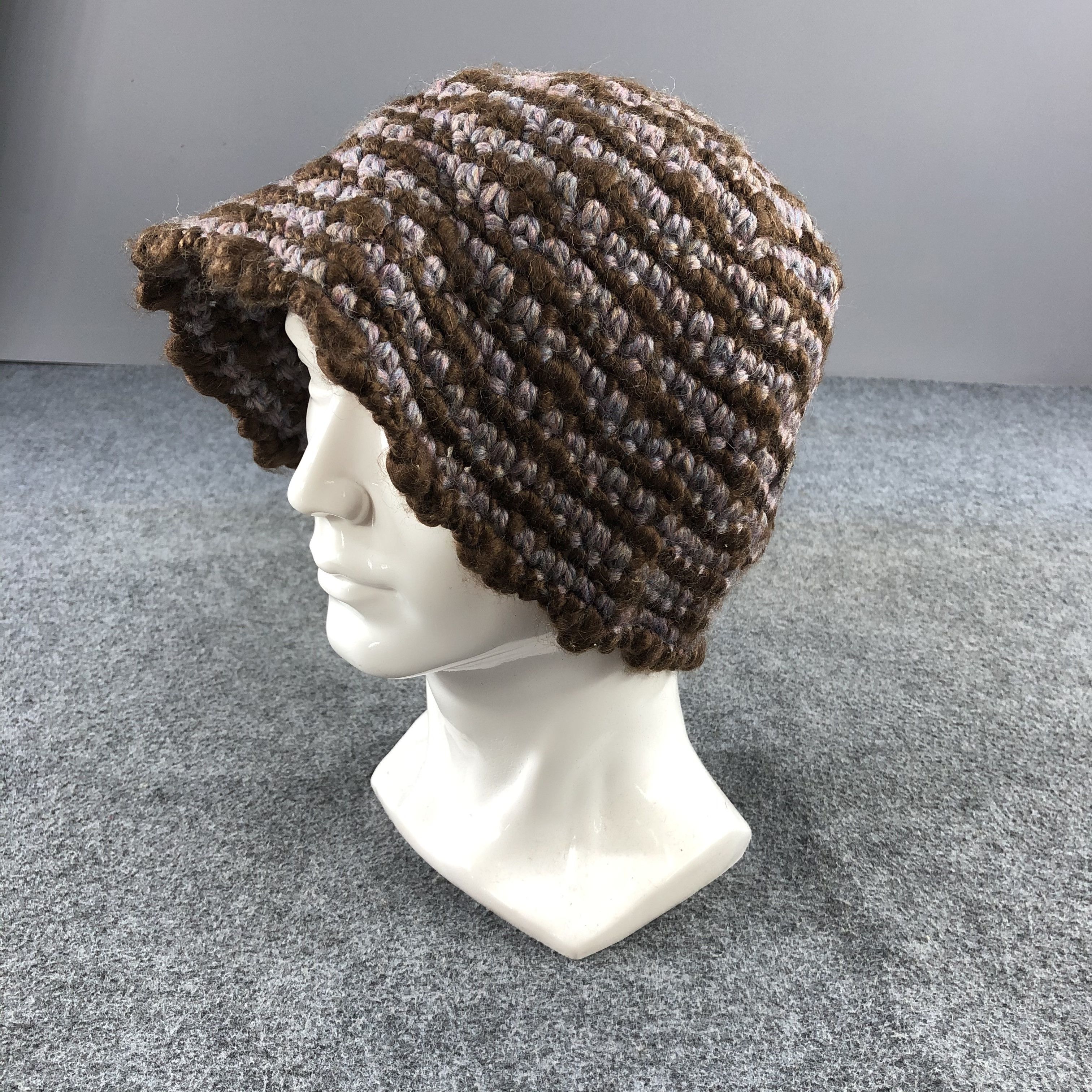 Vintage Knit Crochet Hat Beanie Bucket Hat Snowcap Snow Hat B476 Size ONE SIZE - 2 Thumbnail